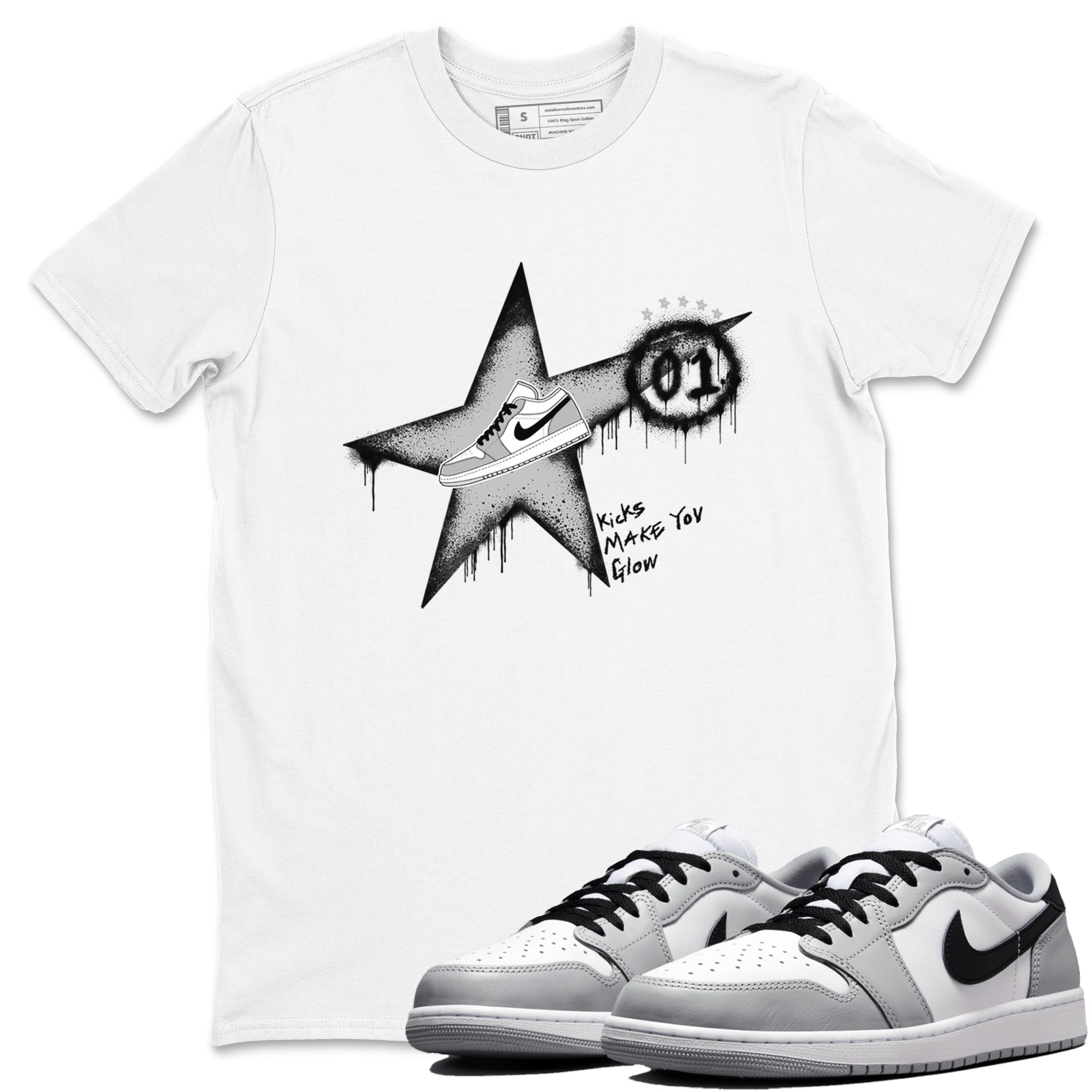 Kicks Make You Glow snkmatch Tees - Air Jordan 1 Wolf Grey