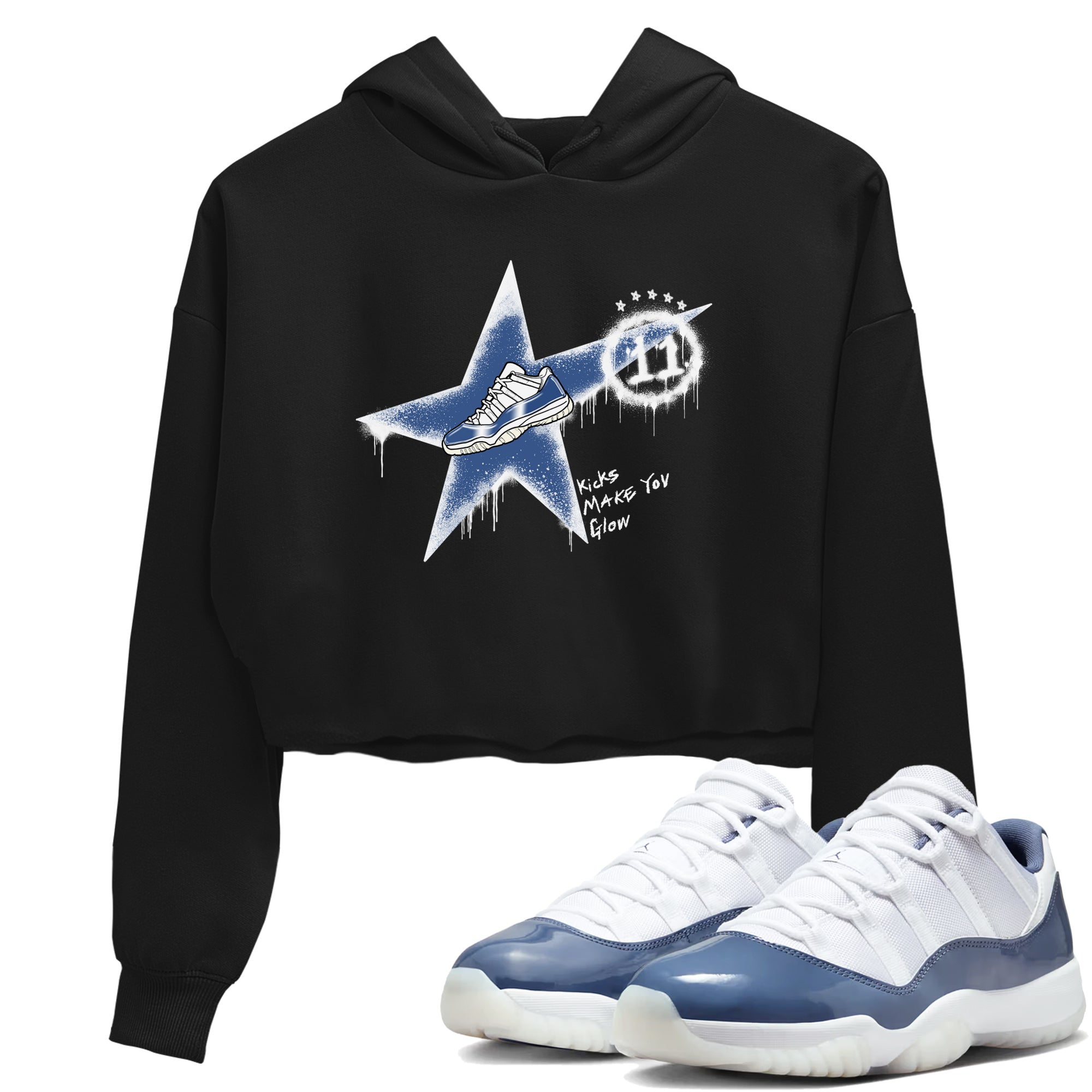 Kicks Make You Glow snkmatch Women's Top - Air Jordan 11 Diffused Blue