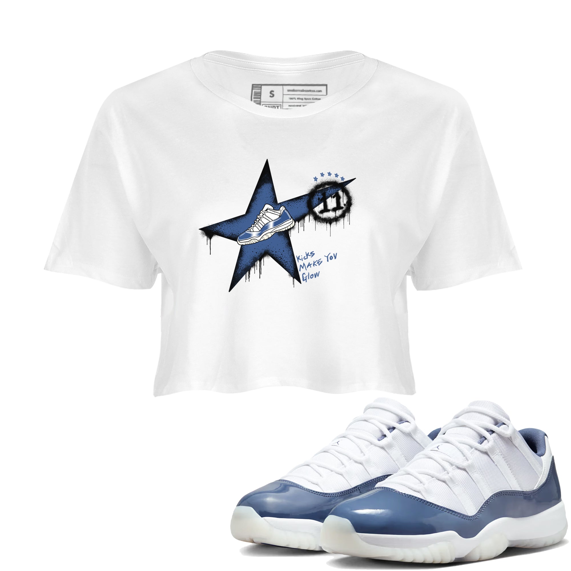 Kicks Make You Glow snkmatch Women's Top - Air Jordan 11 Diffused Blue