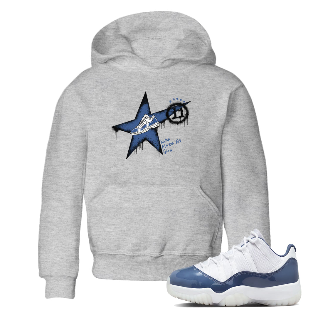 Kicks Make You Glow snkmatch Tees Kids - Air Jordan 11 Diffused Blue