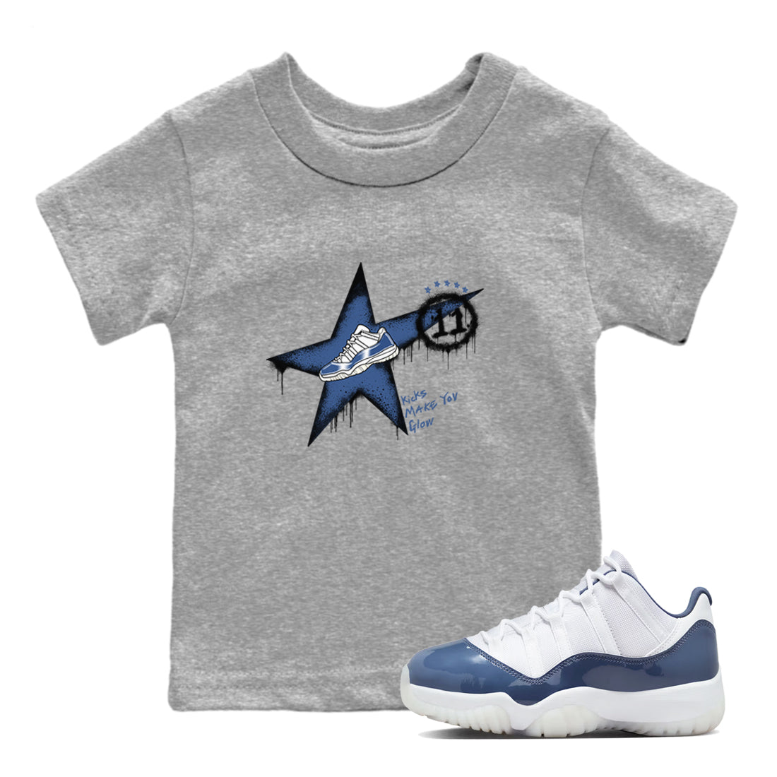 Kicks Make You Glow snkmatch Tees Kids - Air Jordan 11 Diffused Blue
