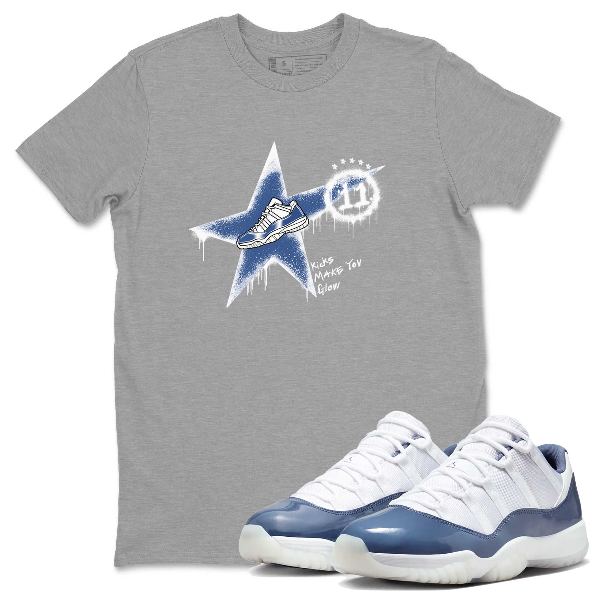 Kicks Make You Glow snkmatch Tees - Air Jordan 11 Diffused Blue