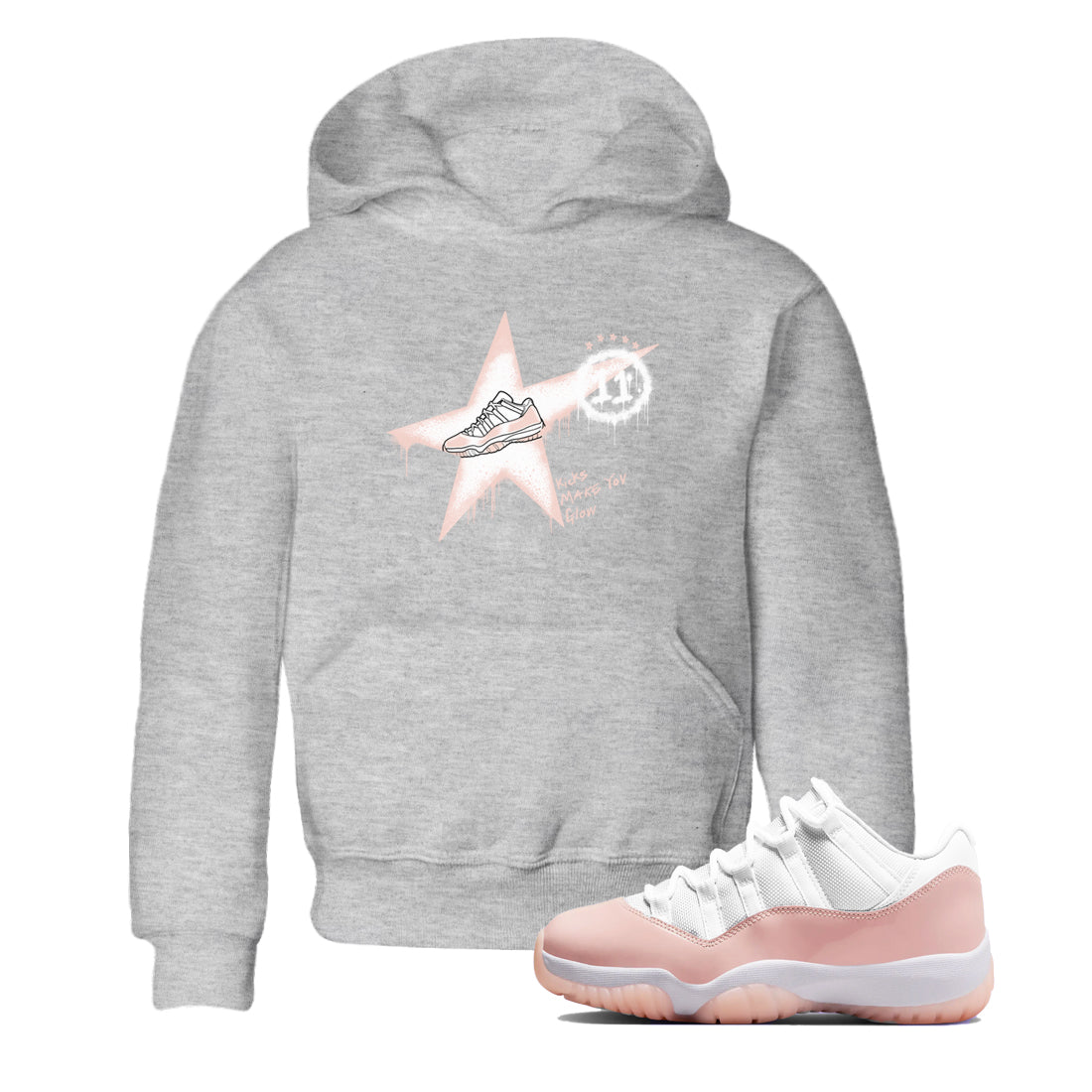 Kicks Make You Glow snkmatch Tees Kids - Air Jordan 11 Legend Pink