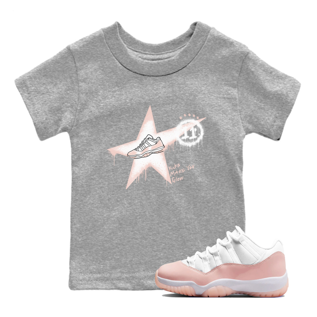 Kicks Make You Glow snkmatch Tees Kids - Air Jordan 11 Legend Pink