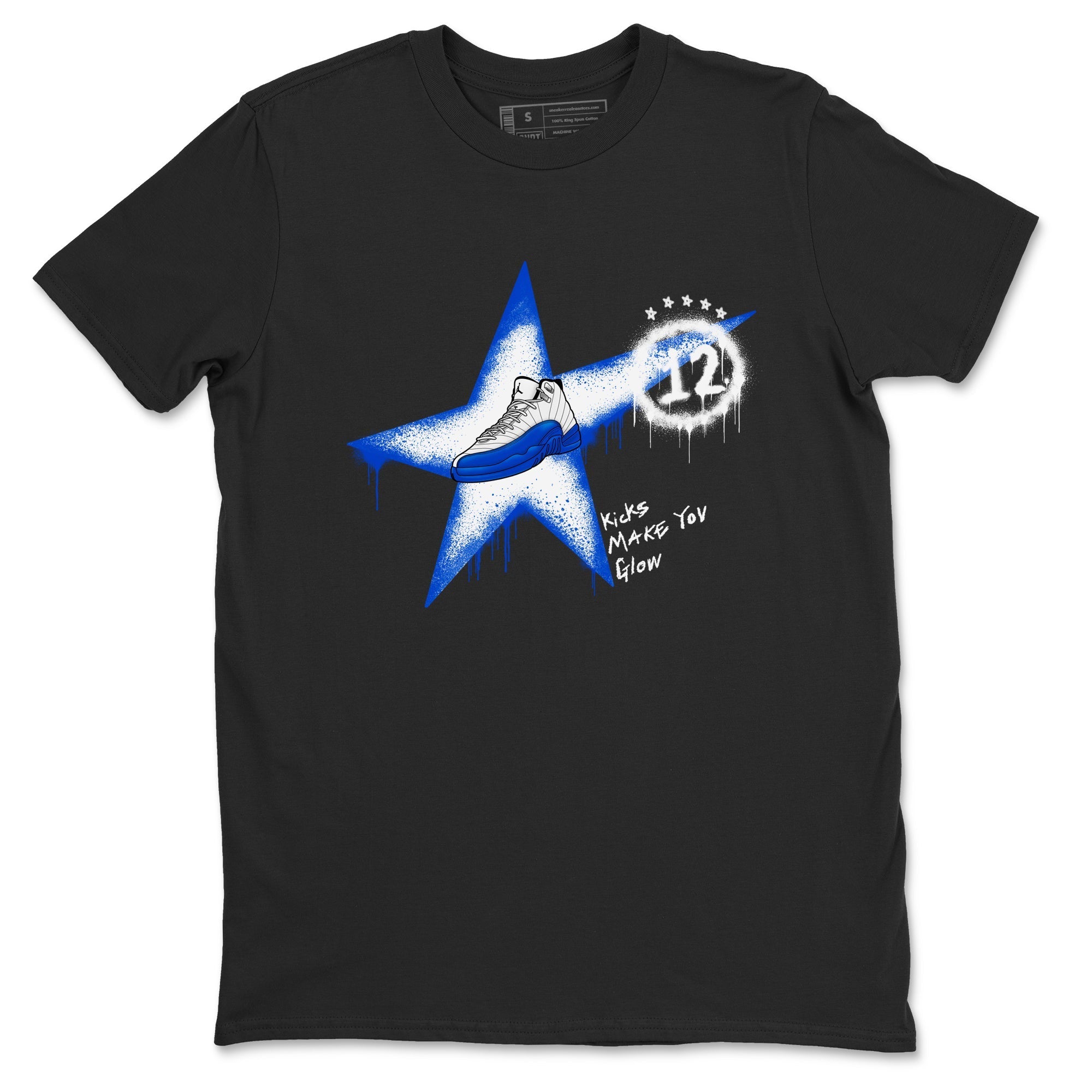 Kicks Make You Glow snkmatch Tees - Air Jordan 12 Blueberry
