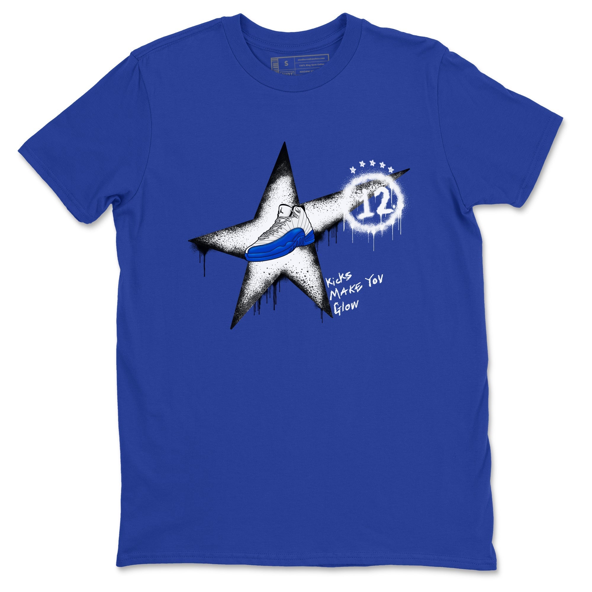 Kicks Make You Glow snkmatch Tees - Air Jordan 12 Blueberry