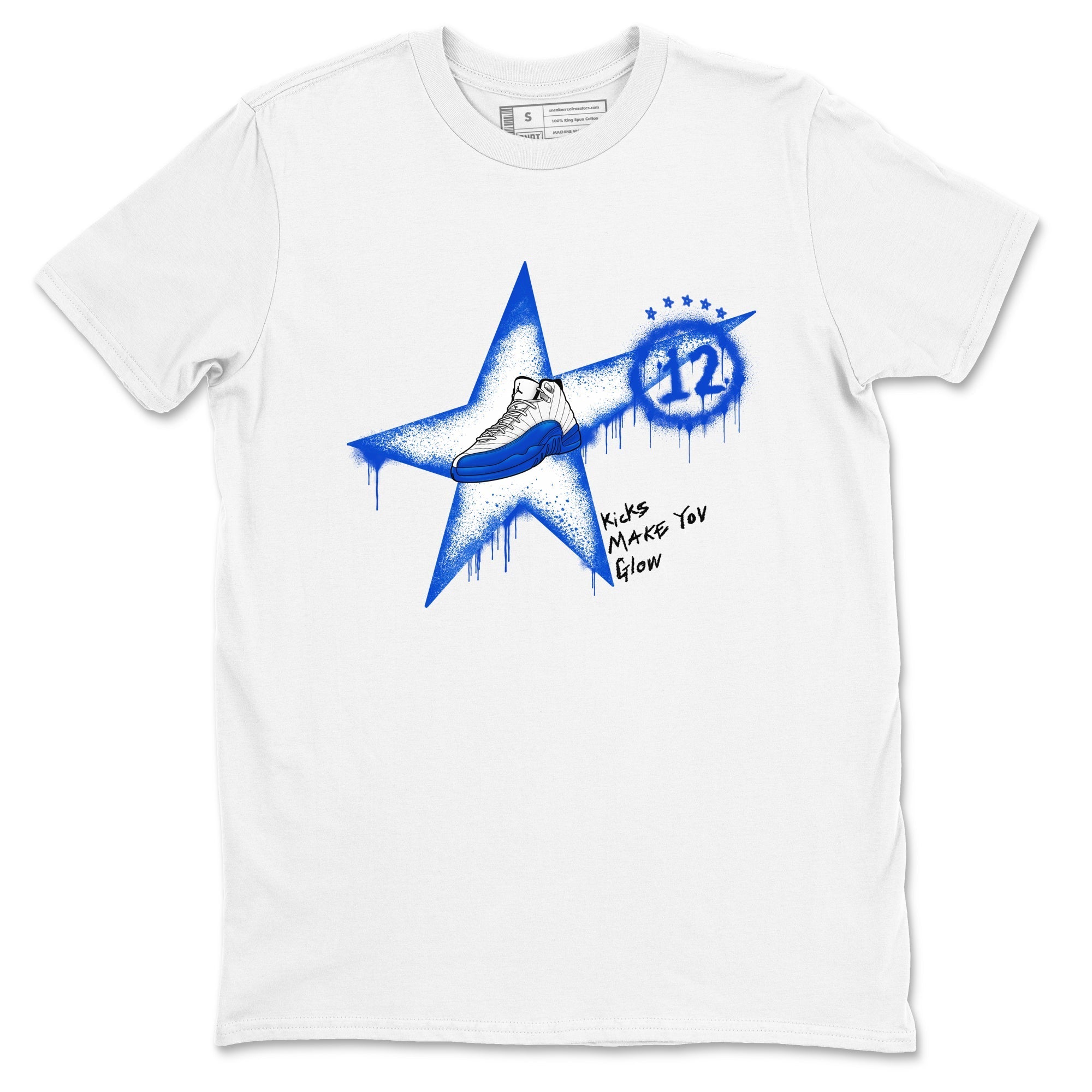 Kicks Make You Glow snkmatch Tees - Air Jordan 12 Blueberry
