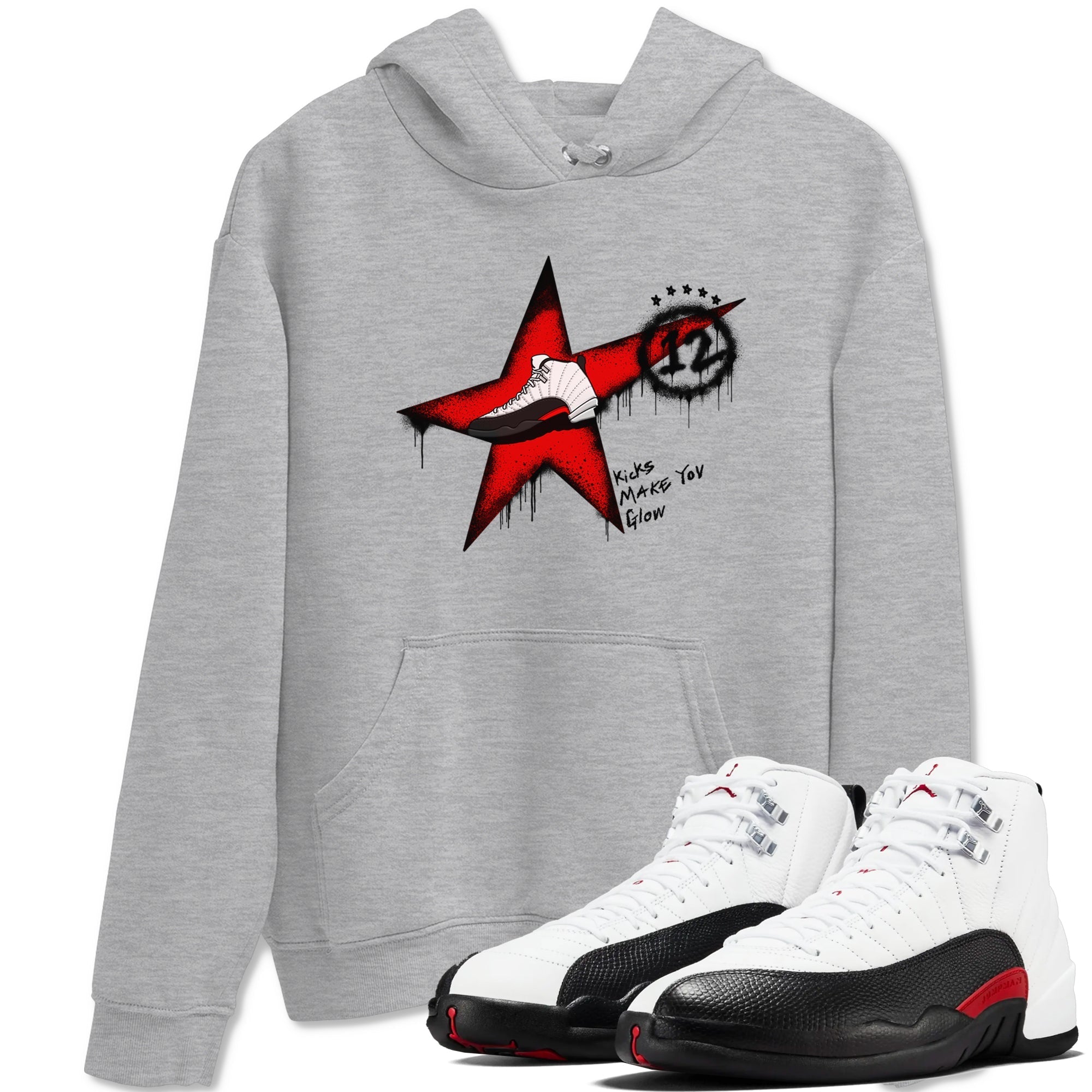 Kicks Make You Glow snkmatch Tees - Air Jordan 12 Taxi Flip