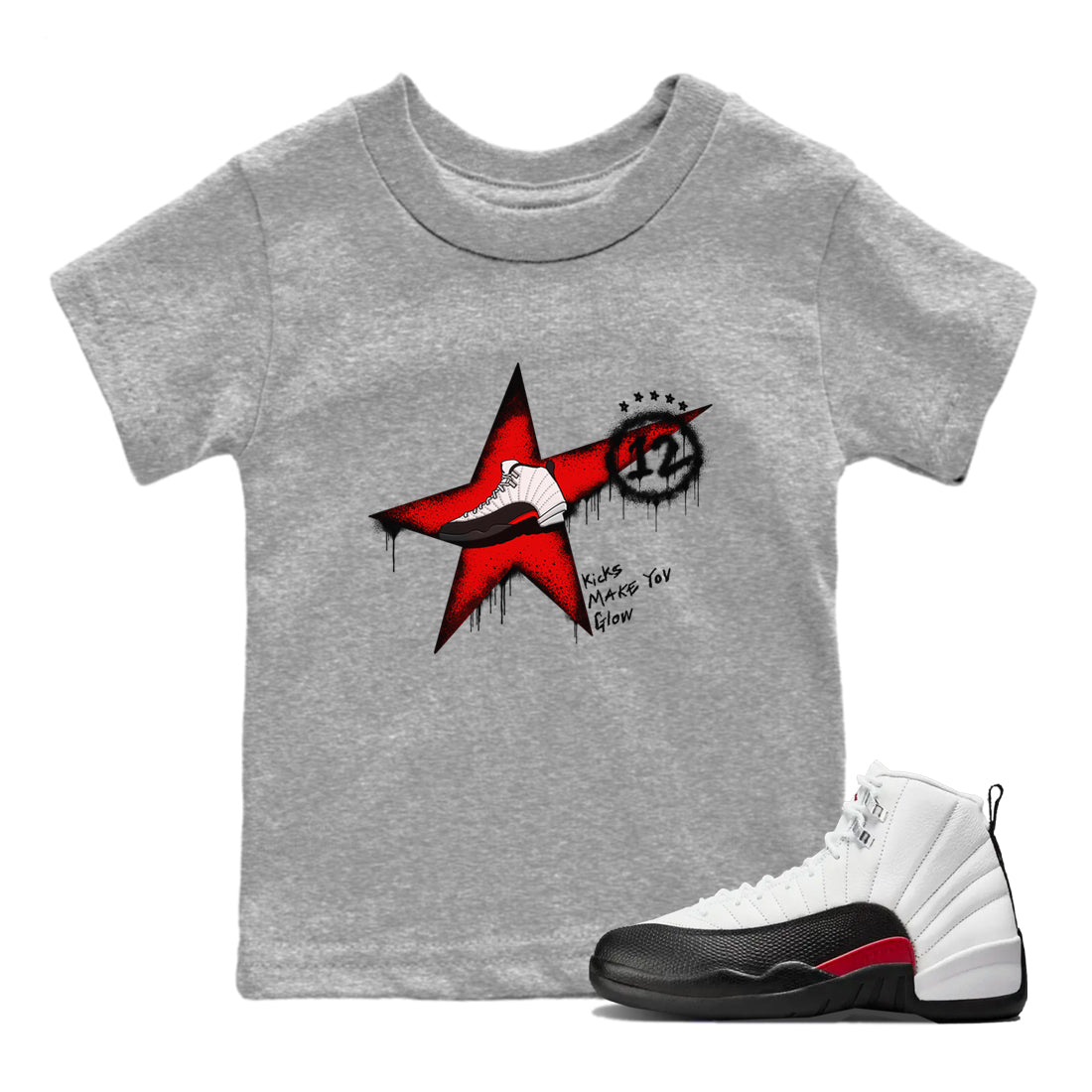 Kicks Make You Glow snkmatch Tees Kids - Air Jordan 12 Taxi Flip