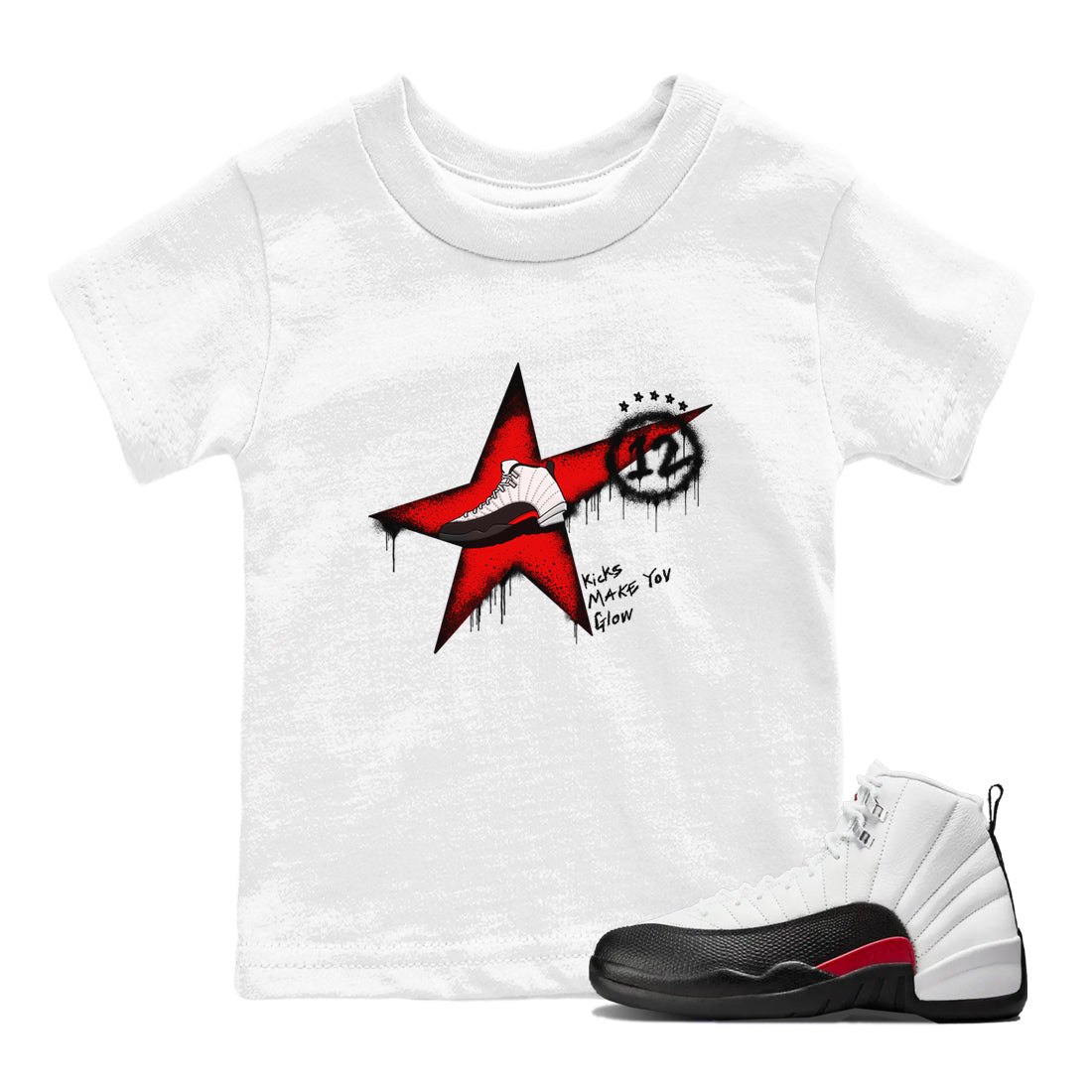 Kicks Make You Glow snkmatch Tees Kids - Air Jordan 12 Taxi Flip