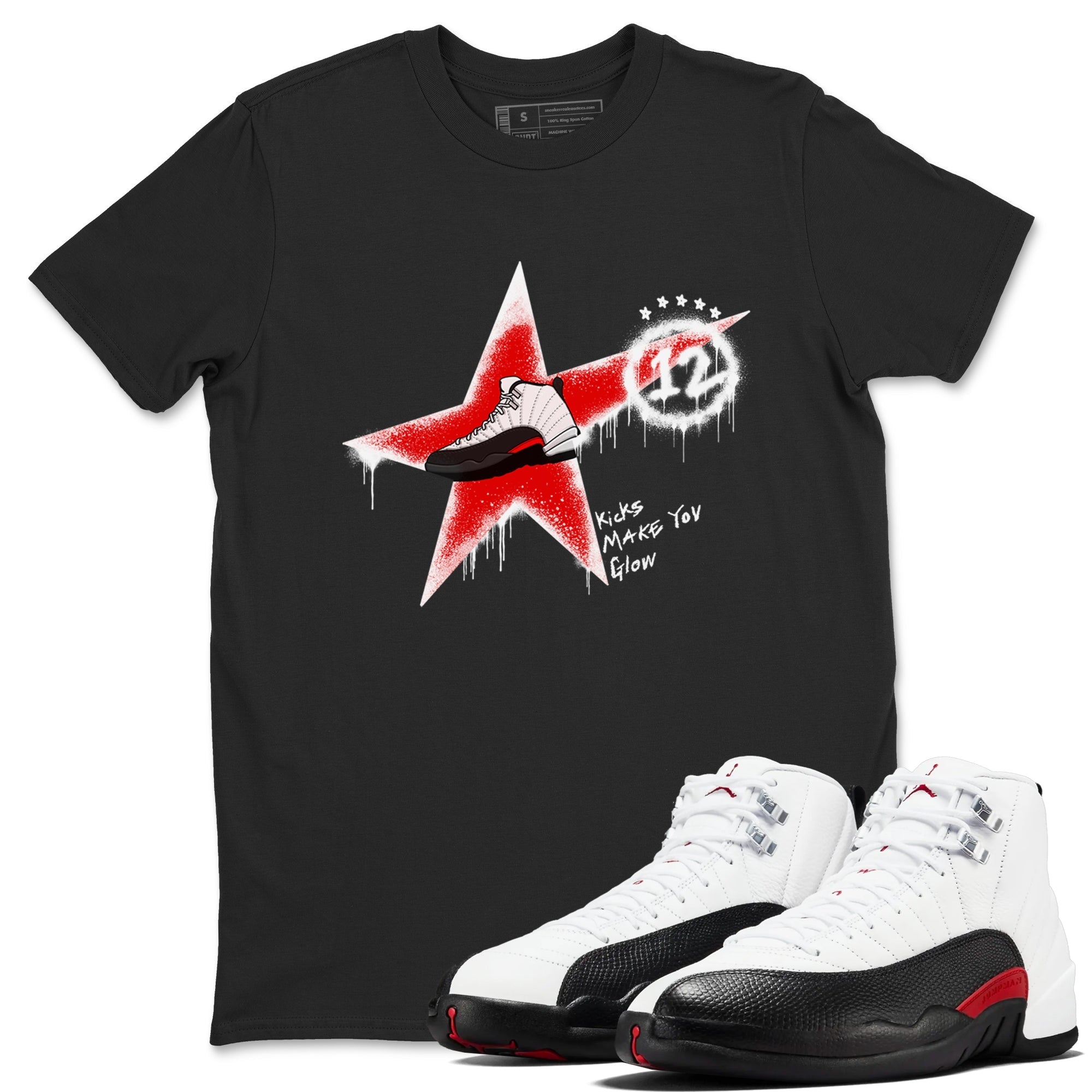 Kicks Make You Glow snkmatch Tees - Air Jordan 12 Taxi Flip