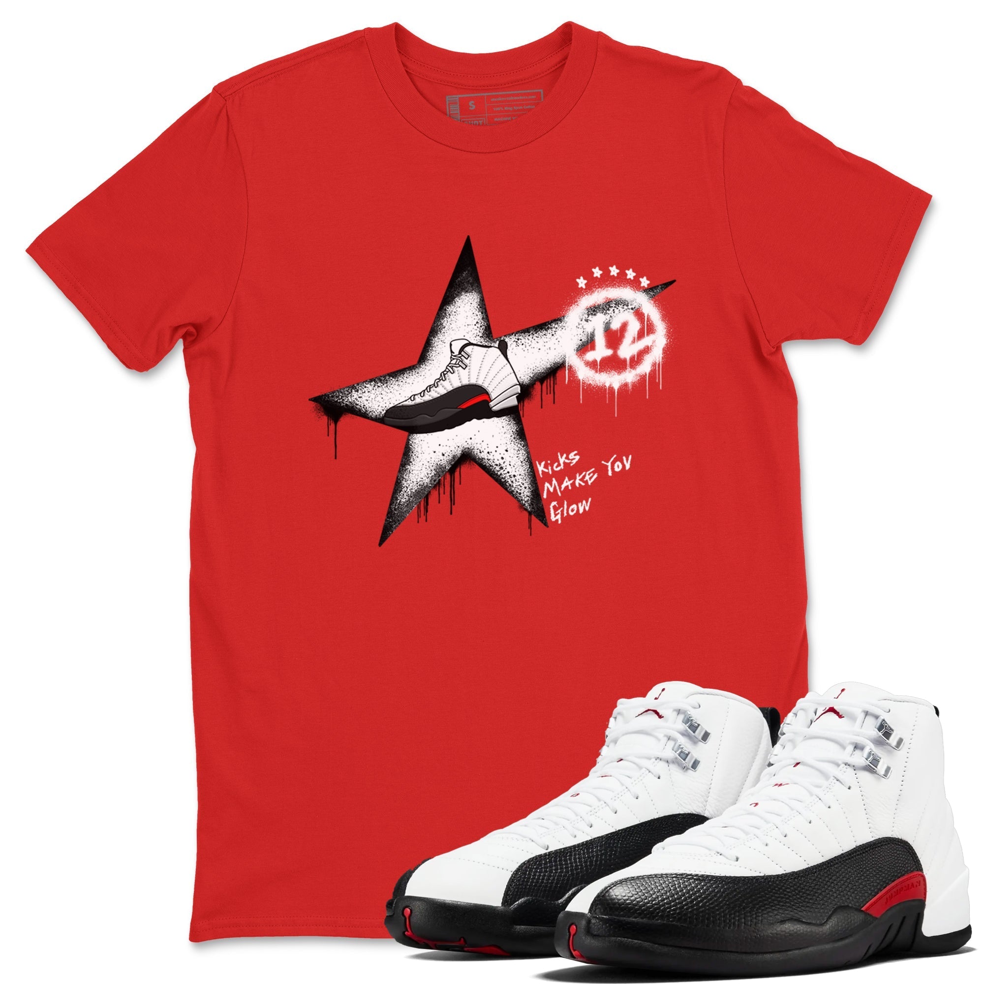 Kicks Make You Glow snkmatch Tees - Air Jordan 12 Taxi Flip