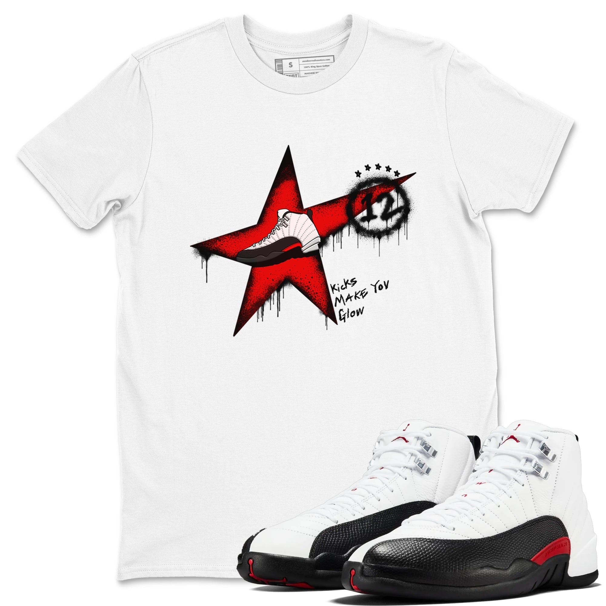 Kicks Make You Glow snkmatch Tees - Air Jordan 12 Taxi Flip