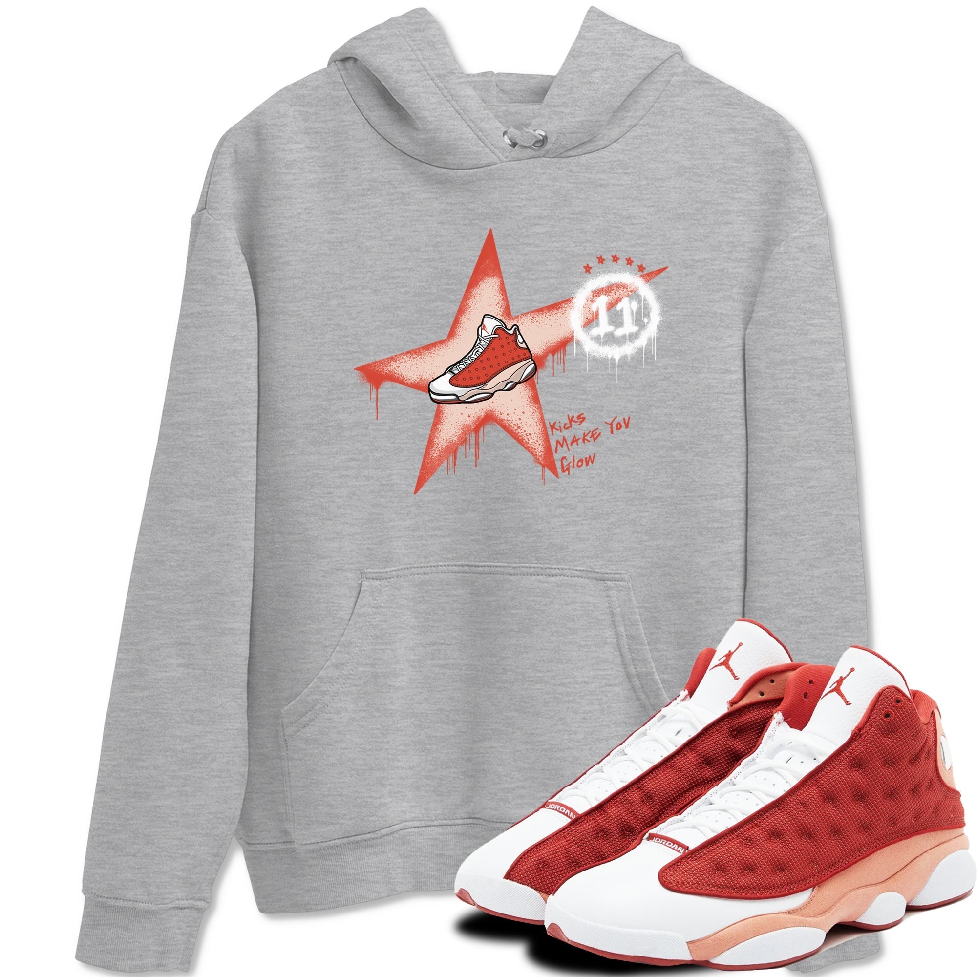 Kicks Make You Glow snkmatch Tees - Air Jordan 13 Dune Red