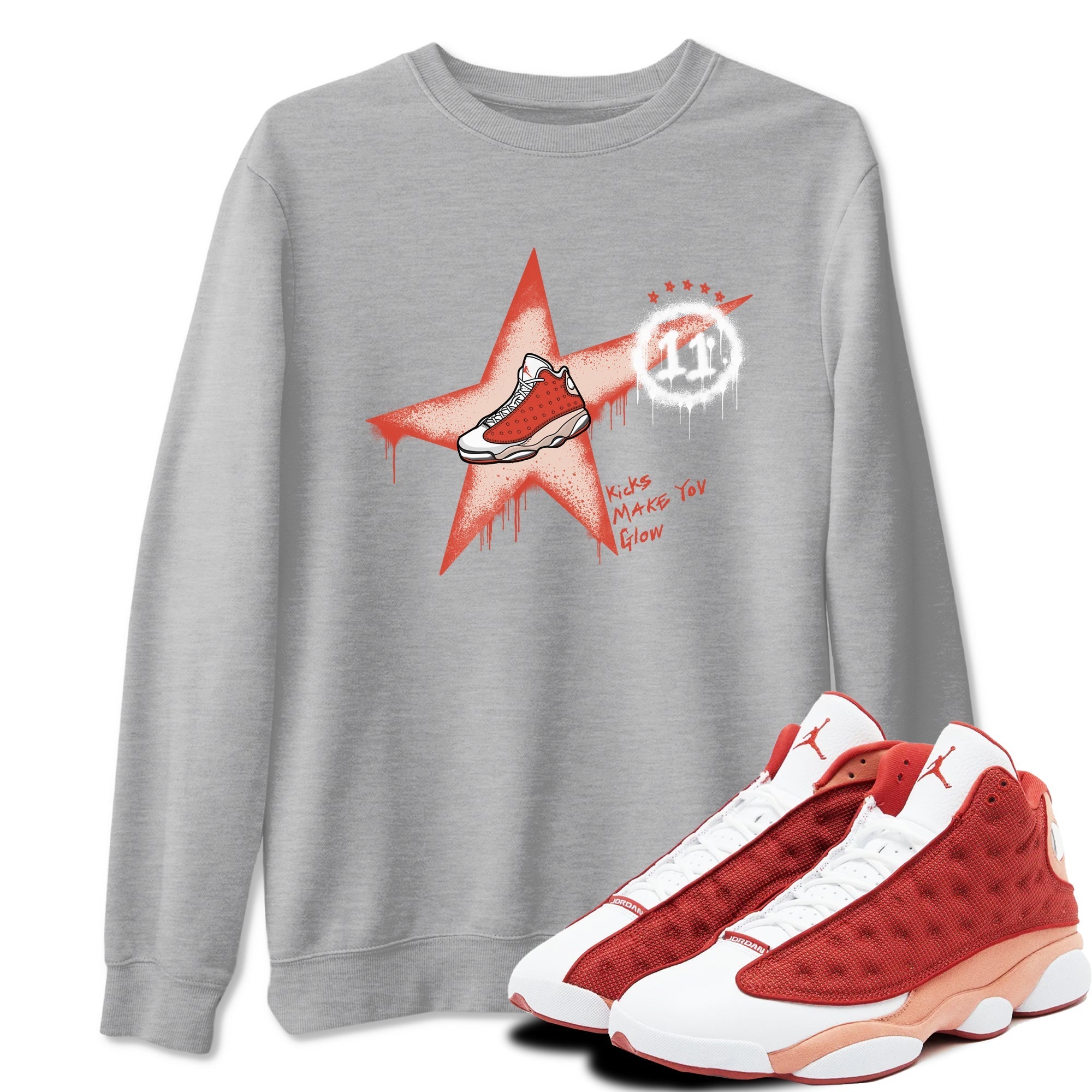 Kicks Make You Glow snkmatch Tees - Air Jordan 13 Dune Red