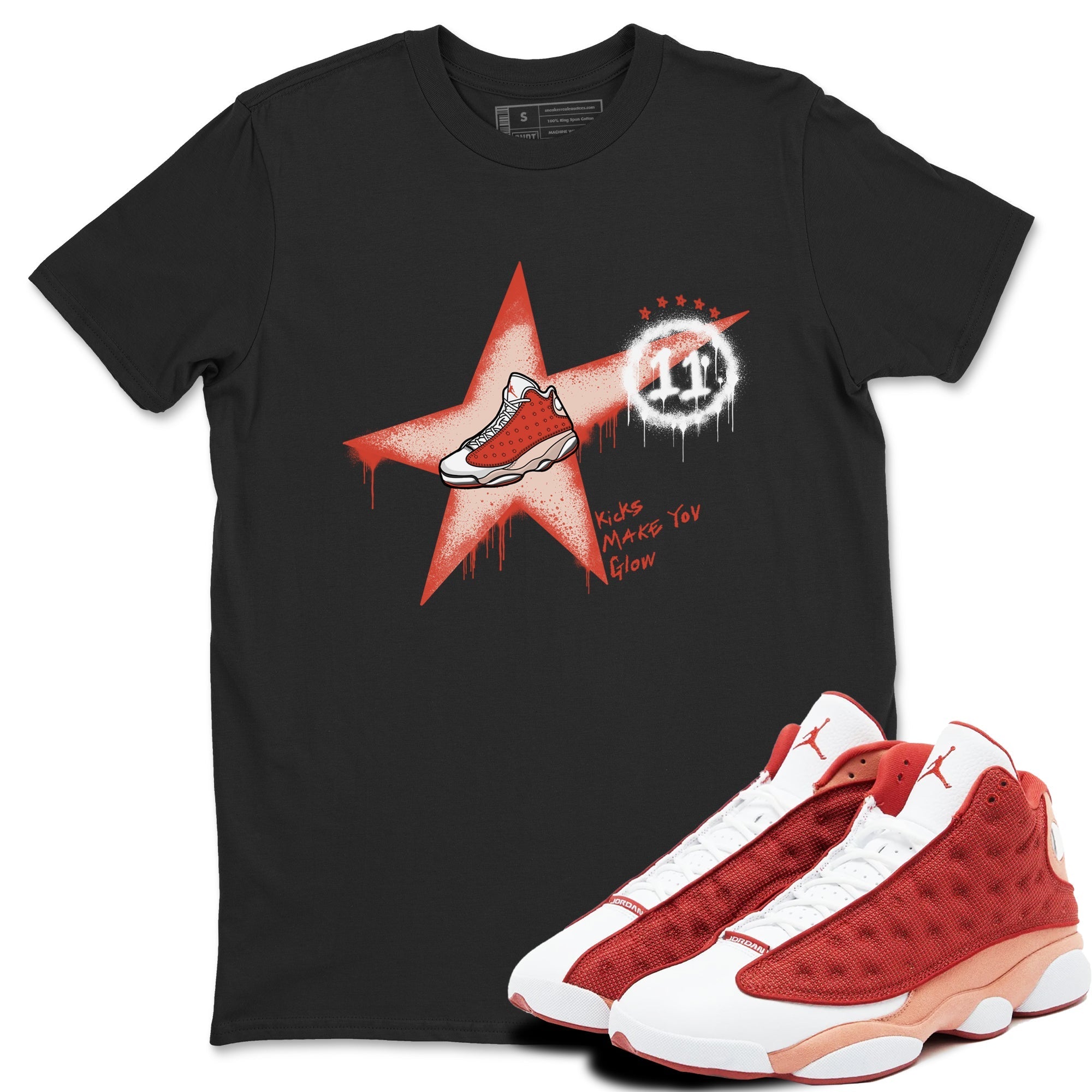 Kicks Make You Glow snkmatch Tees - Air Jordan 13 Dune Red