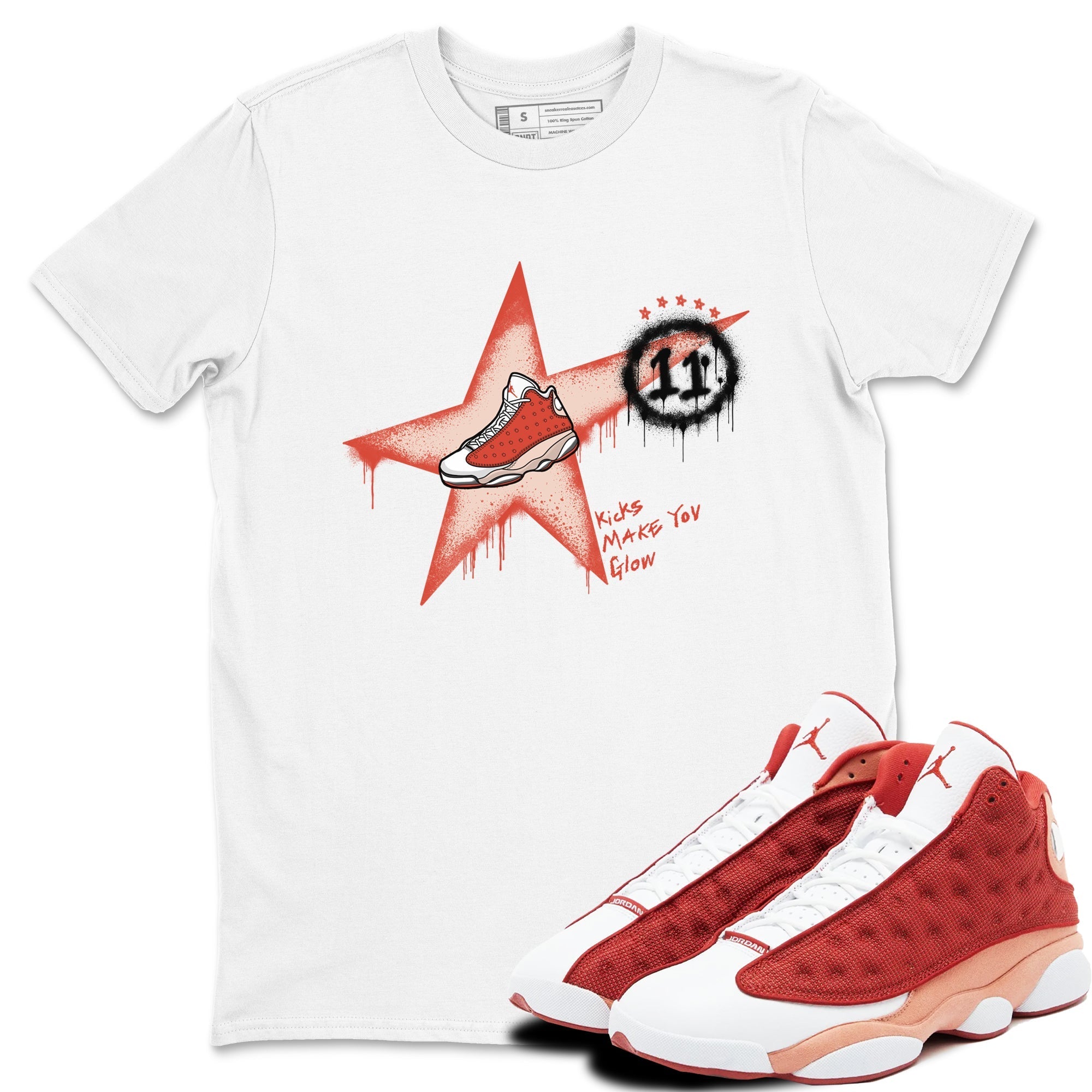 Kicks Make You Glow snkmatch Tees - Air Jordan 13 Dune Red