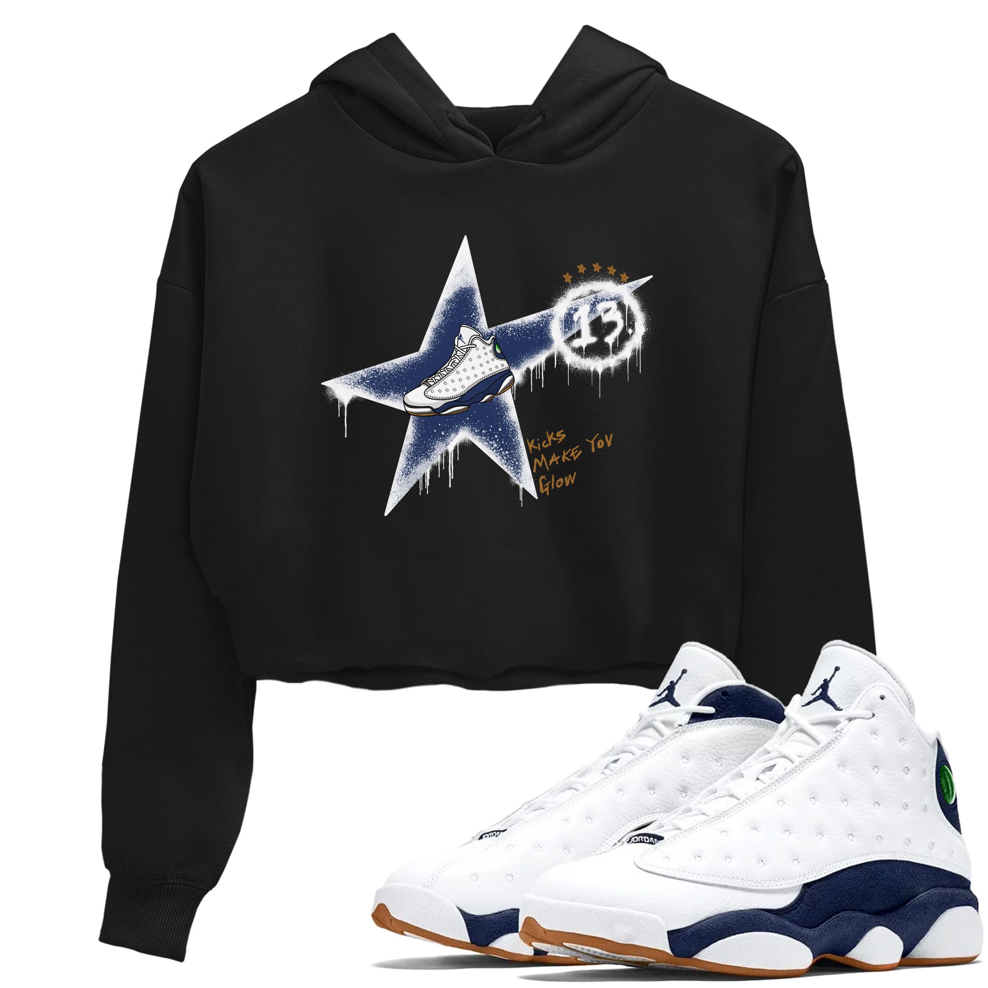 Kicks Make You Glow snkmatch Women's Top - Air Jordan 13 Midnight Navy