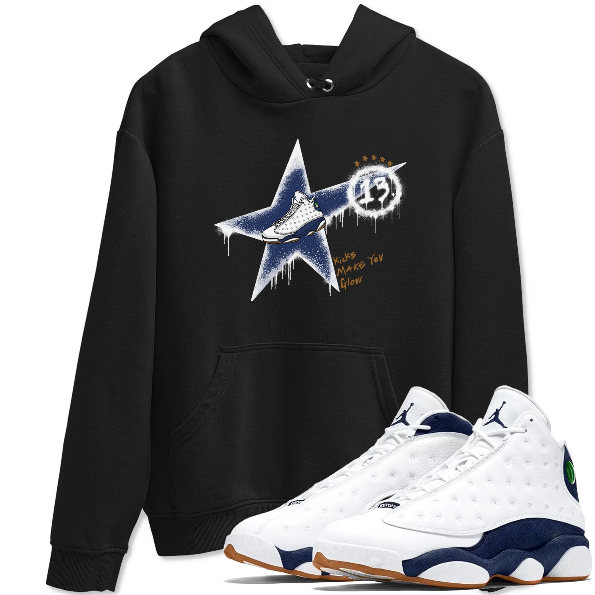 Kicks Make You Glow snkmatch Tees - Air Jordan 13 Midnight Navy