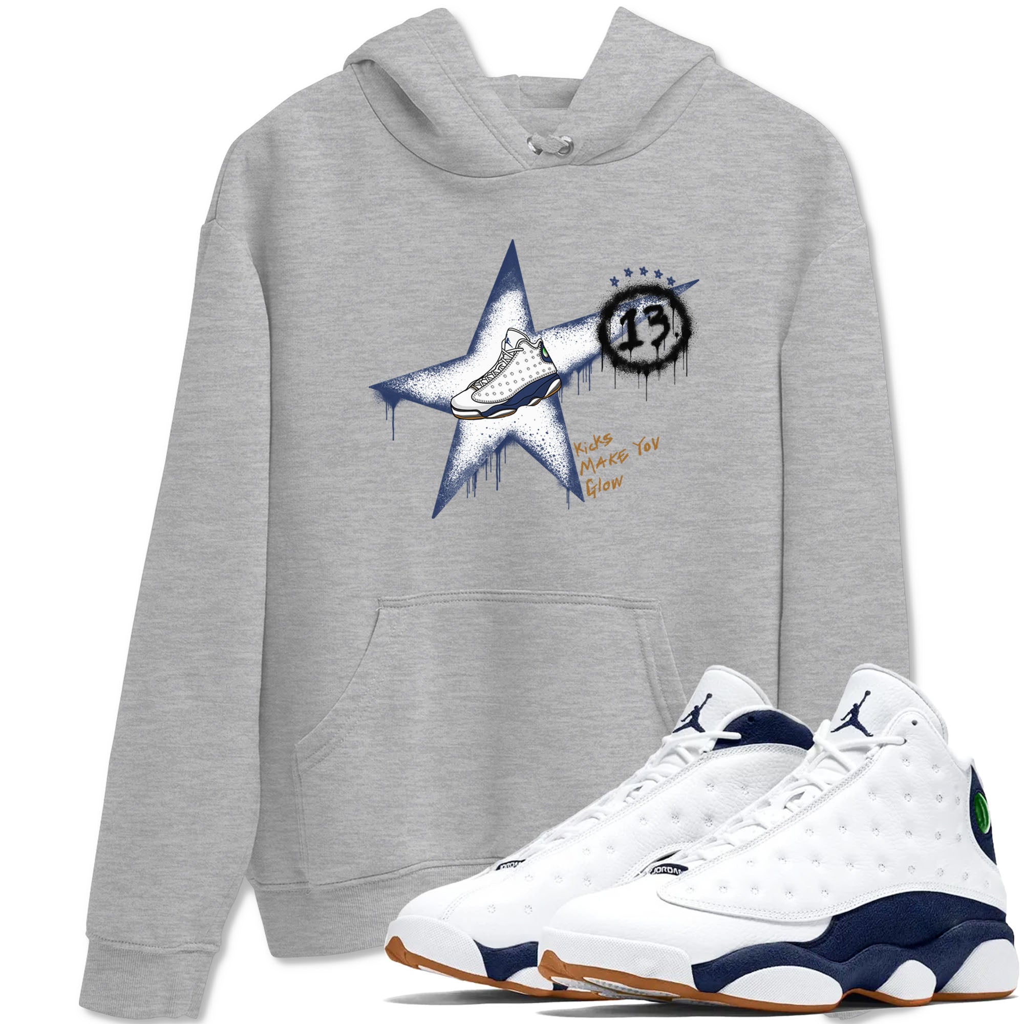 Kicks Make You Glow snkmatch Tees - Air Jordan 13 Midnight Navy