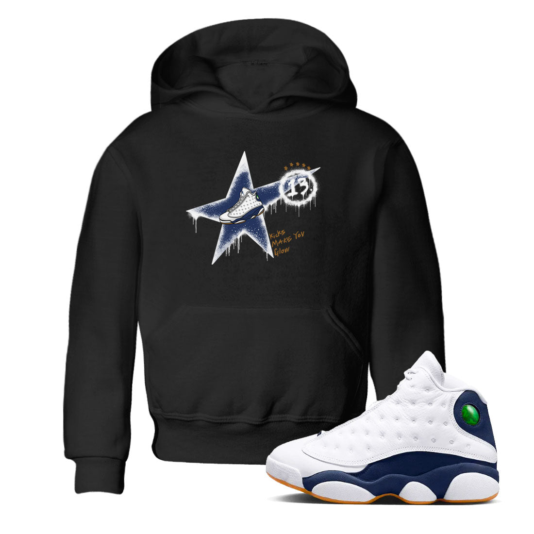 Kicks Make You Glow snkmatch Tees Kids - Air Jordan 13 Midnight Navy