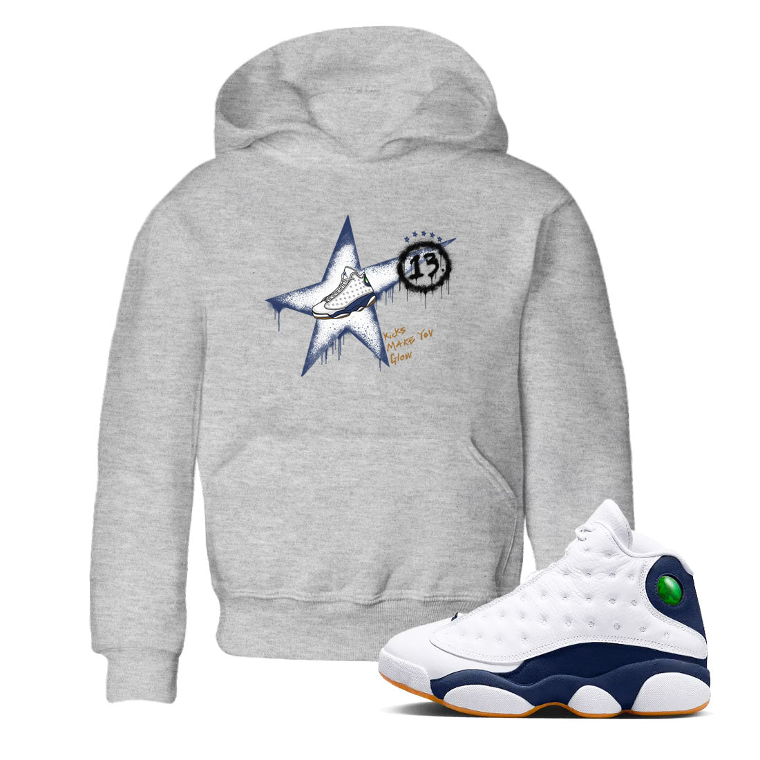 Kicks Make You Glow snkmatch Tees Kids - Air Jordan 13 Midnight Navy