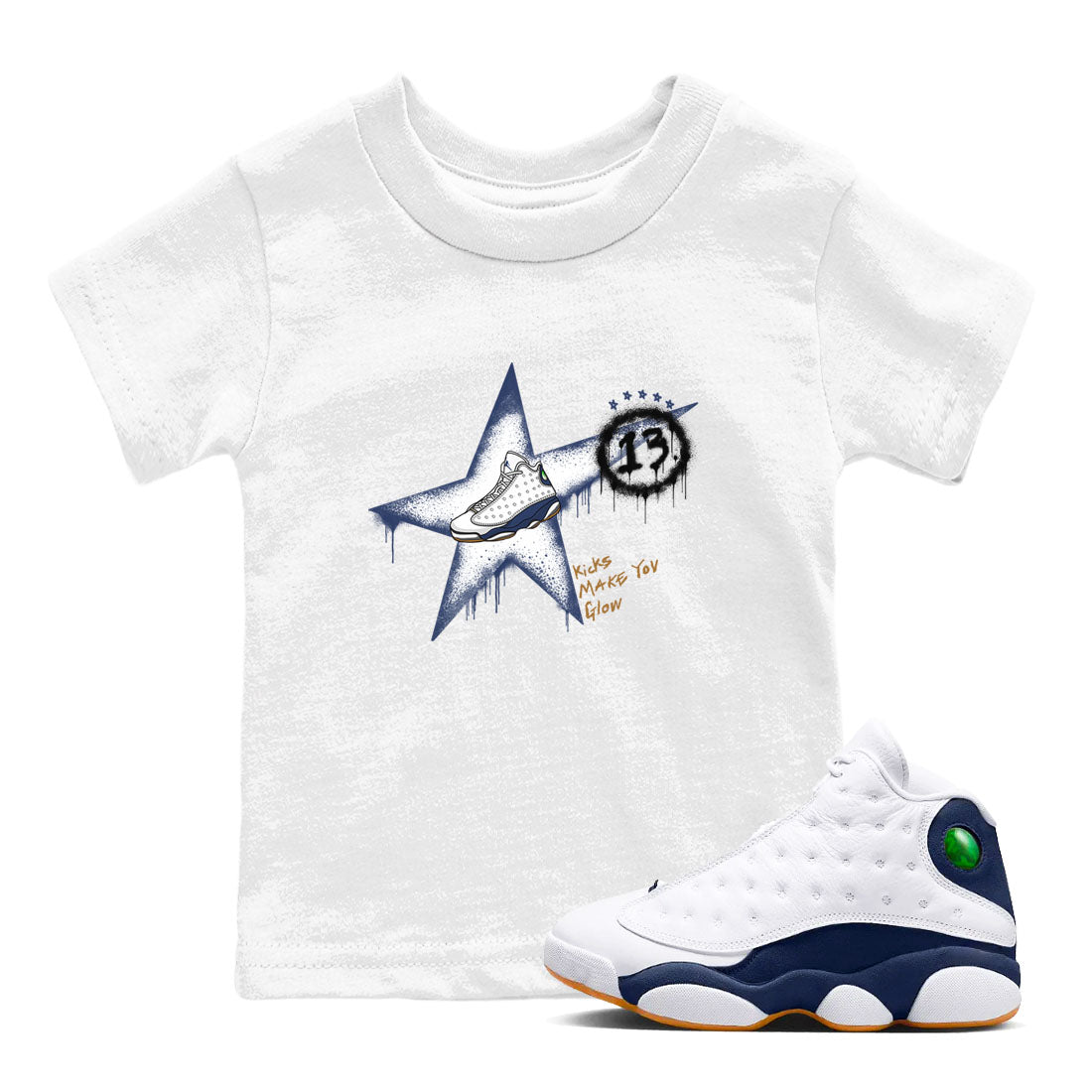 Kicks Make You Glow snkmatch Tees Kids - Air Jordan 13 Midnight Navy
