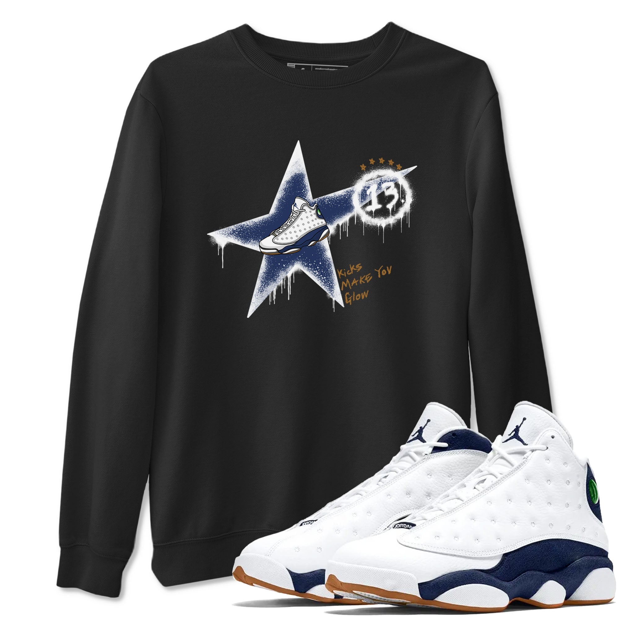 Kicks Make You Glow snkmatch Tees - Air Jordan 13 Midnight Navy