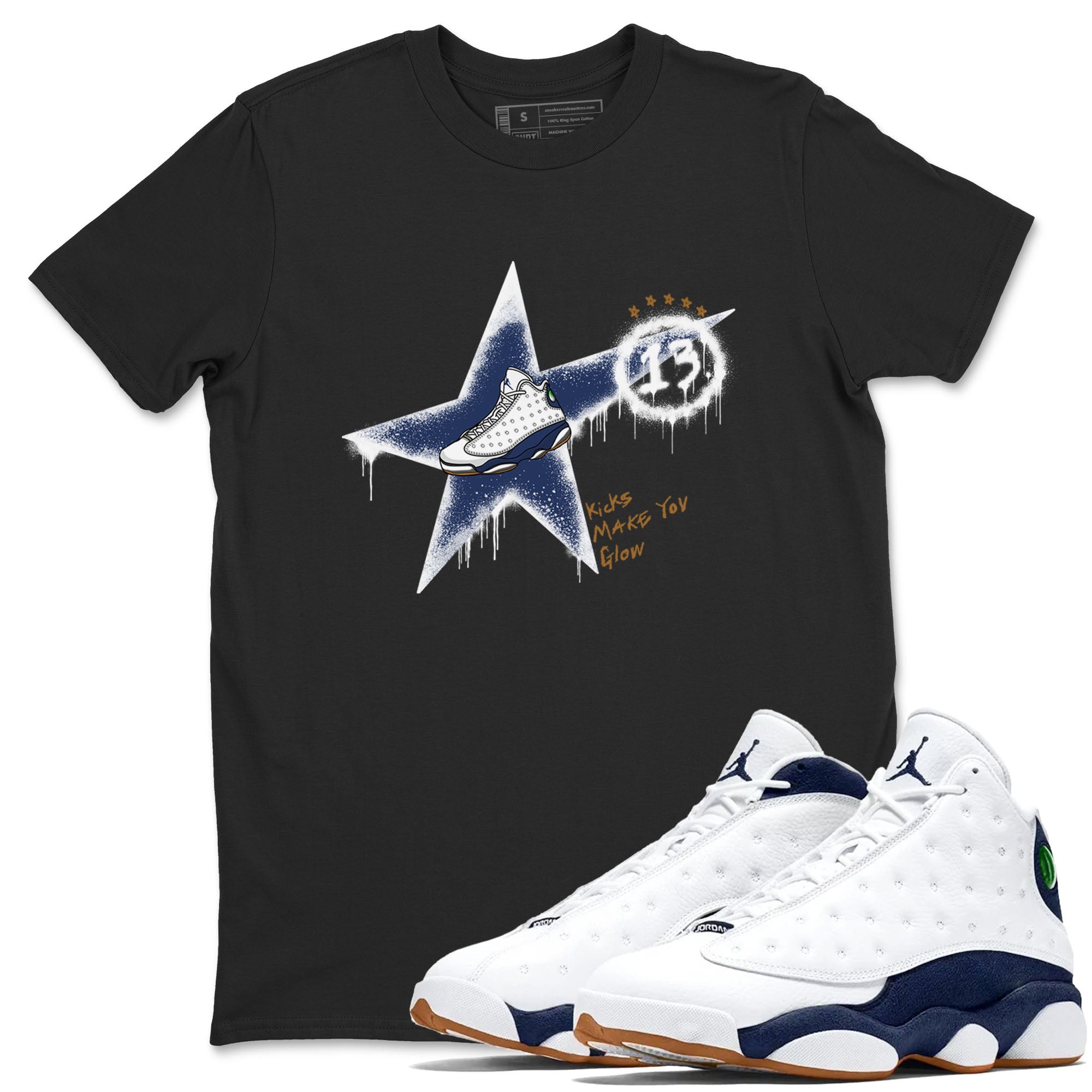 Kicks Make You Glow snkmatch Tees - Air Jordan 13 Midnight Navy