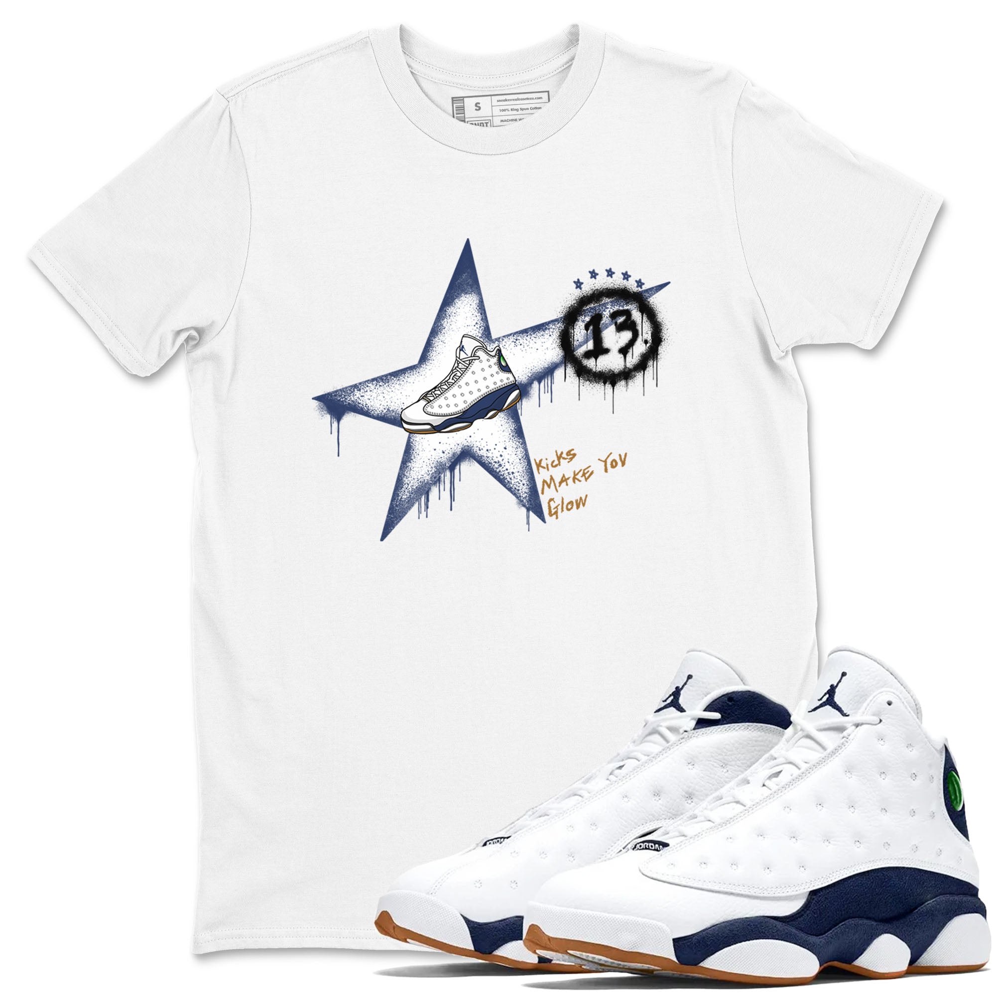 Kicks Make You Glow snkmatch Tees - Air Jordan 13 Midnight Navy