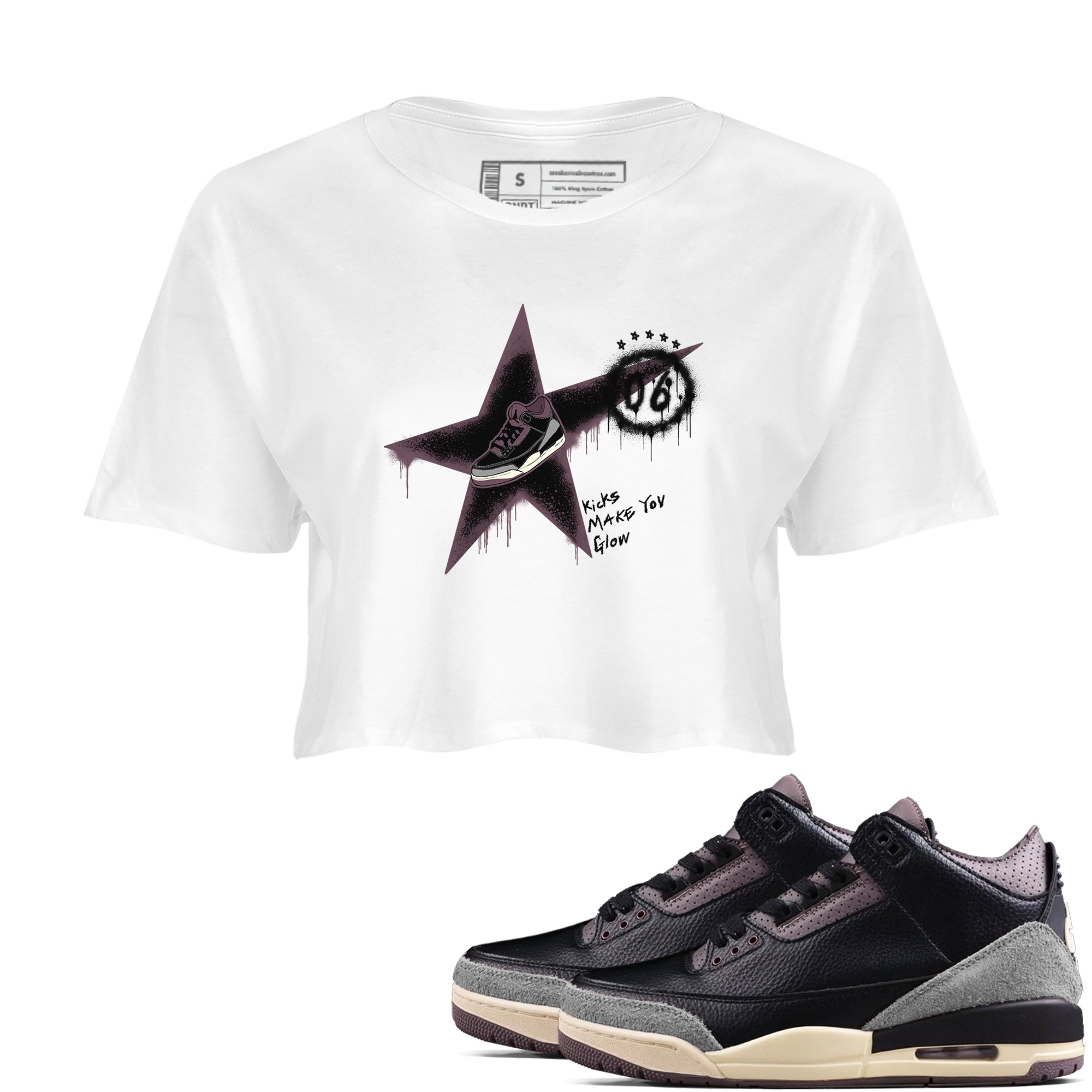 Kicks Make You Glow snkmatch Women's Top - Air Jordan 3 A Ma Maniere x Black