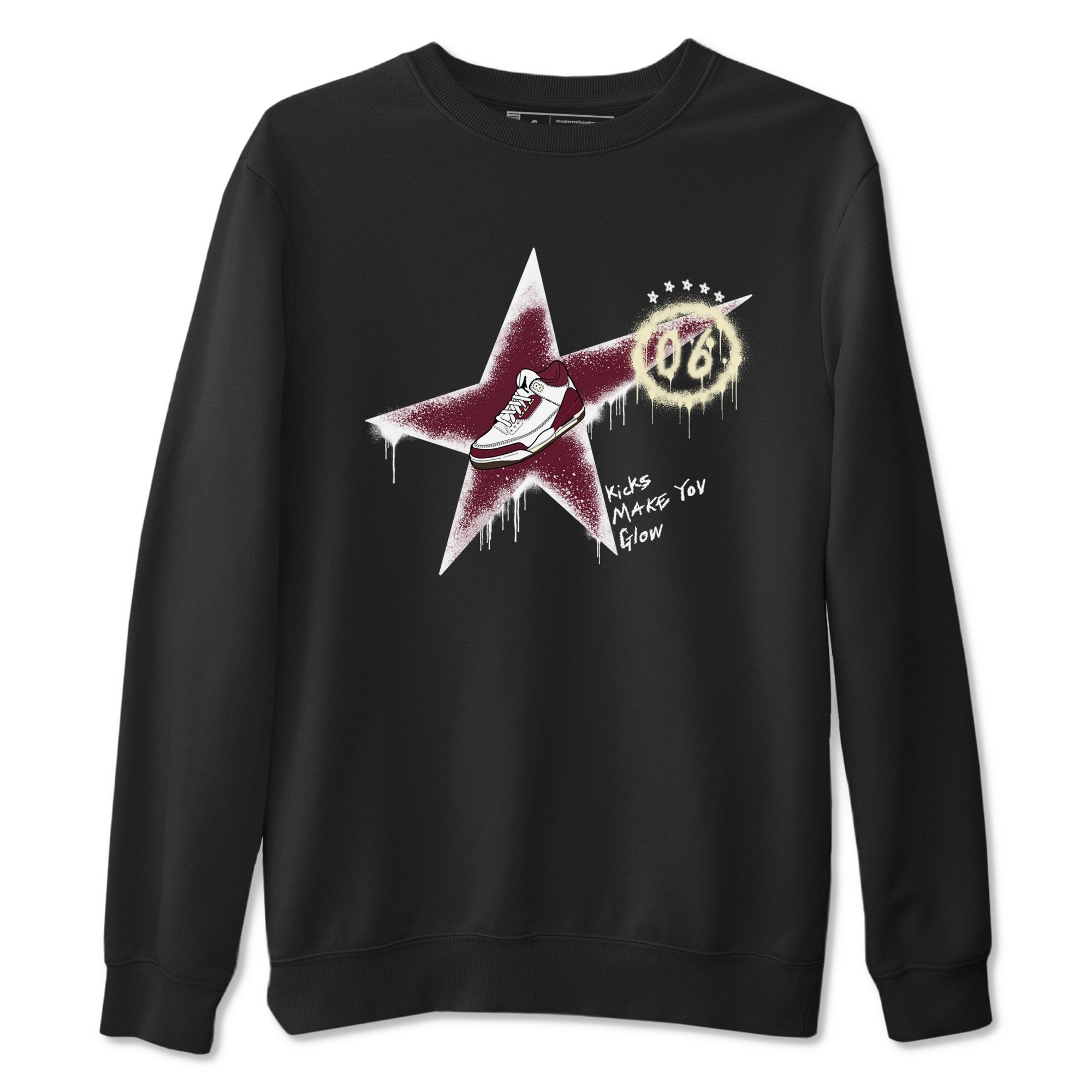 Kicks Make You Glow snkmatch Tees - Air Jordan 3 A Ma Maniere x Burgundy Crush