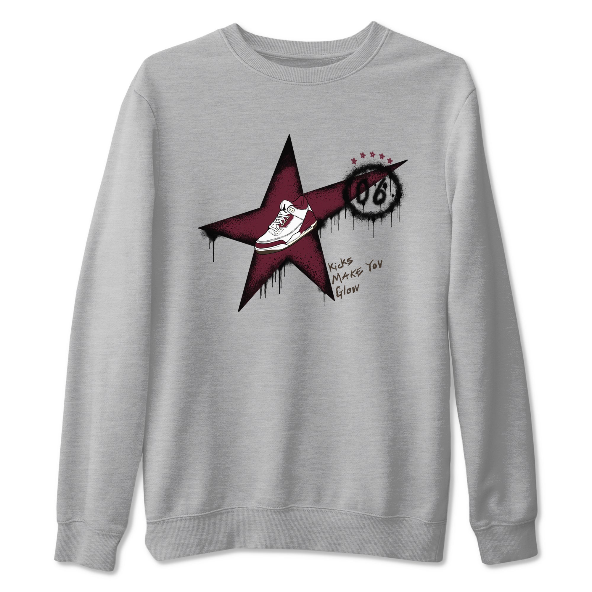 Kicks Make You Glow snkmatch Tees - Air Jordan 3 A Ma Maniere x Burgundy Crush