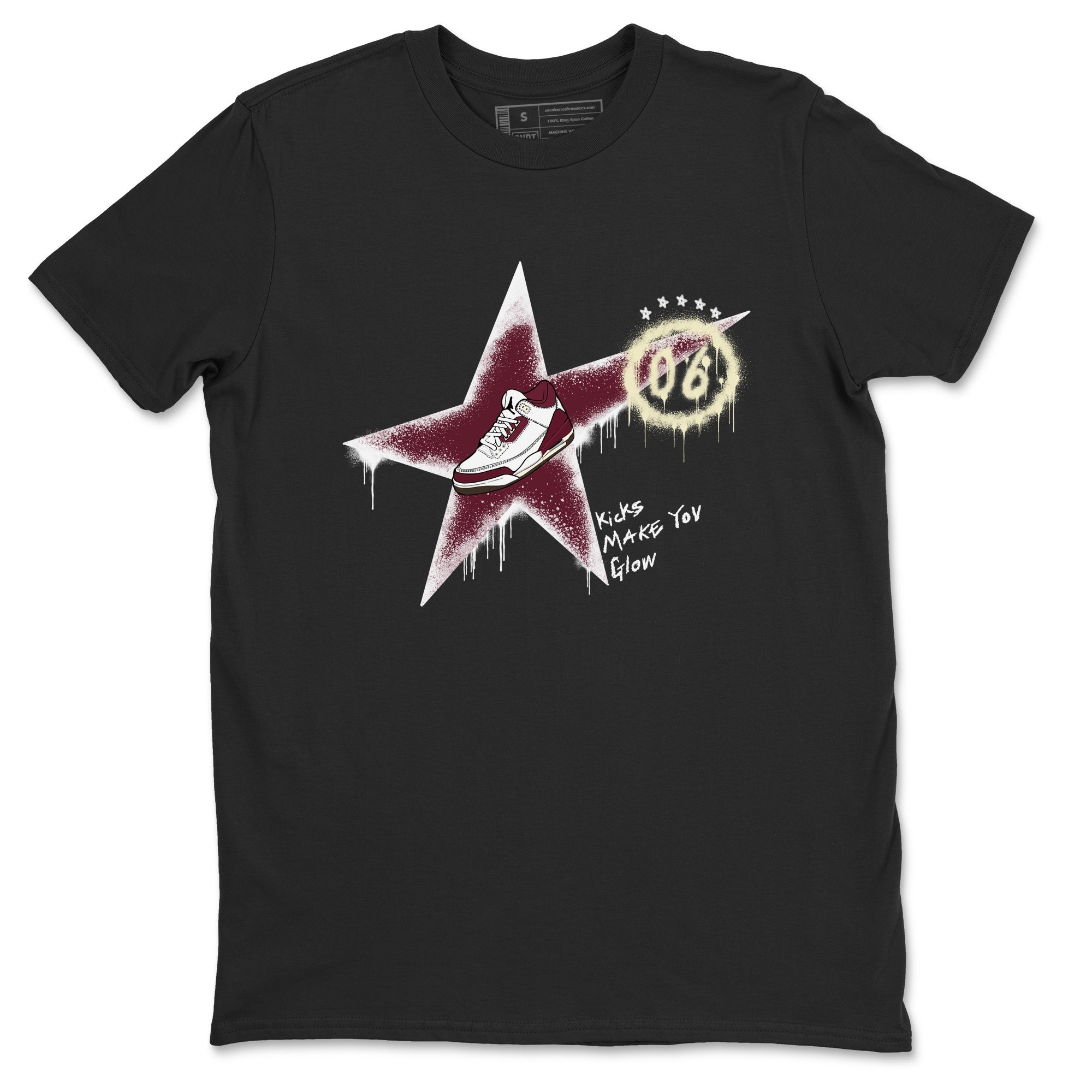 Kicks Make You Glow snkmatch Tees - Air Jordan 3 A Ma Maniere x Burgundy Crush