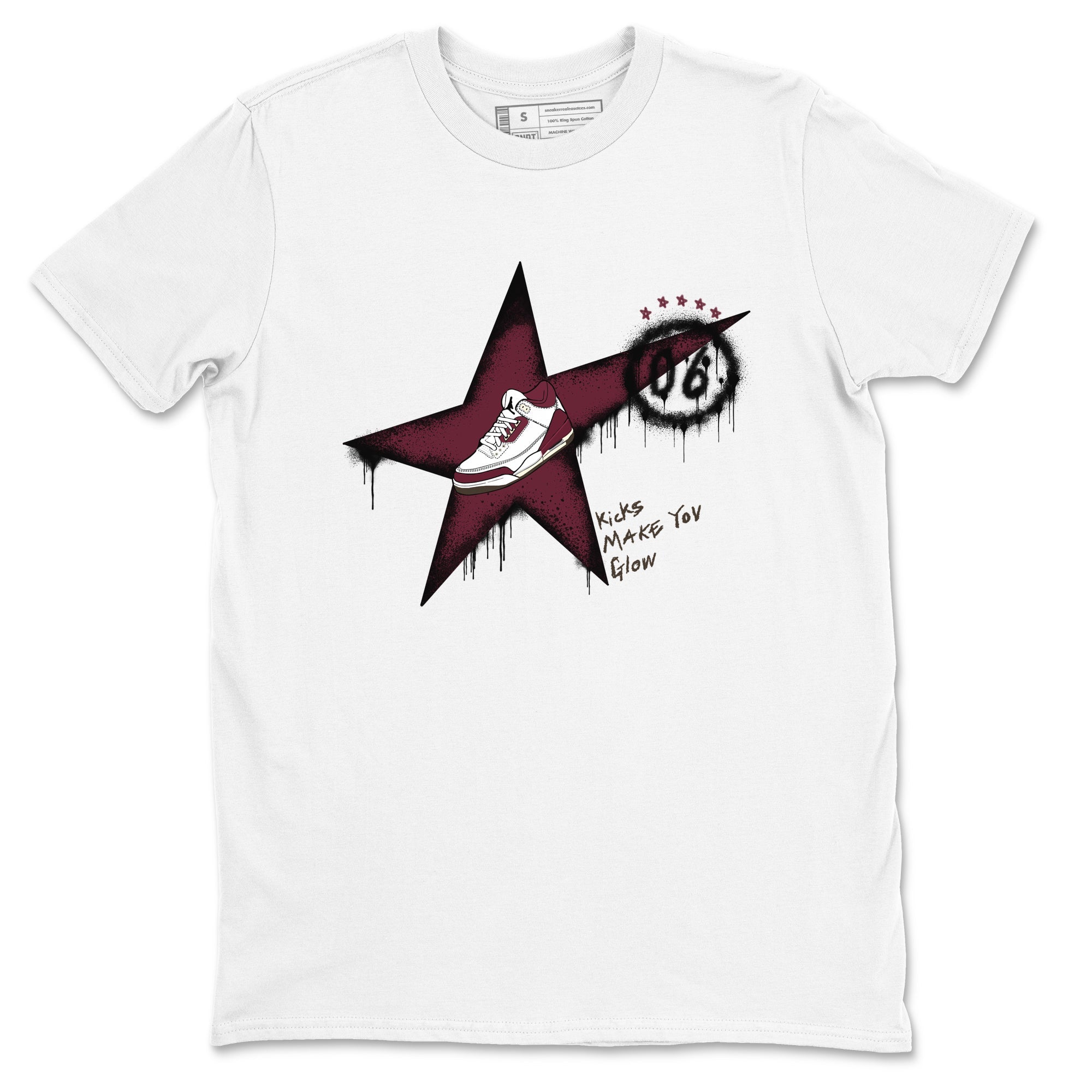 Kicks Make You Glow snkmatch Tees - Air Jordan 3 A Ma Maniere x Burgundy Crush