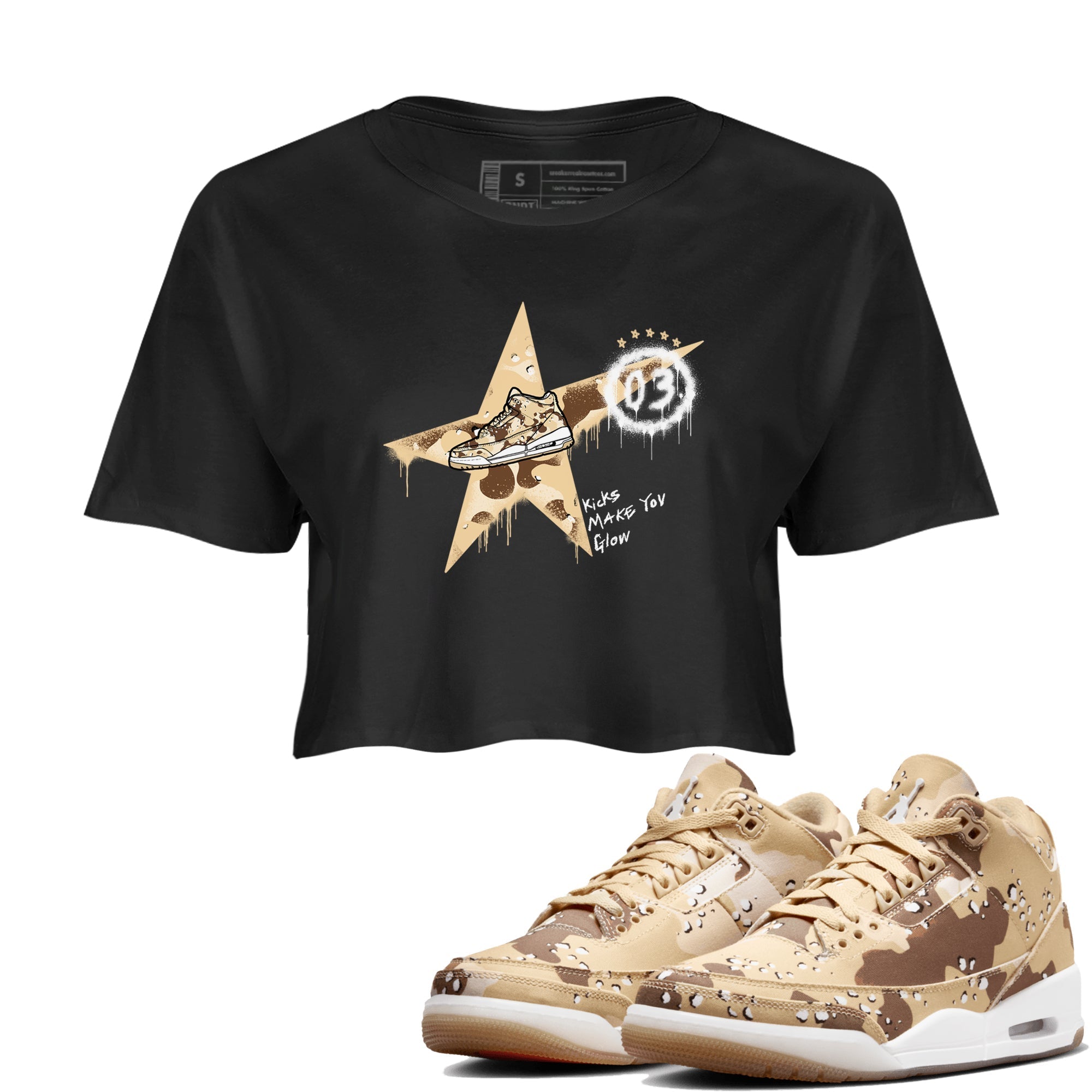 Kicks Make You Glow snkmatch Women's Top - Air Jordan 3 Desert Camo
