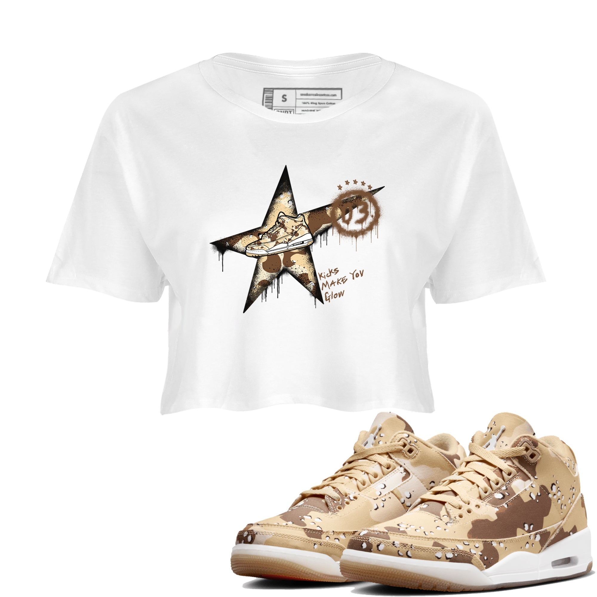 Kicks Make You Glow snkmatch Women's Top - Air Jordan 3 Desert Camo