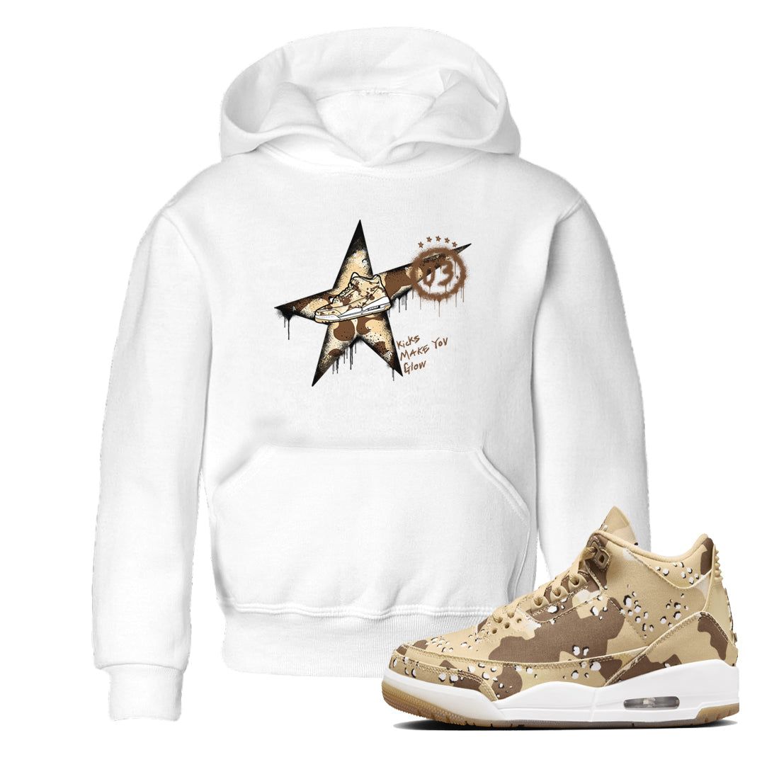 Kicks Make You Glow snkmatch Tees Kids - Air Jordan 3 Desert Camo