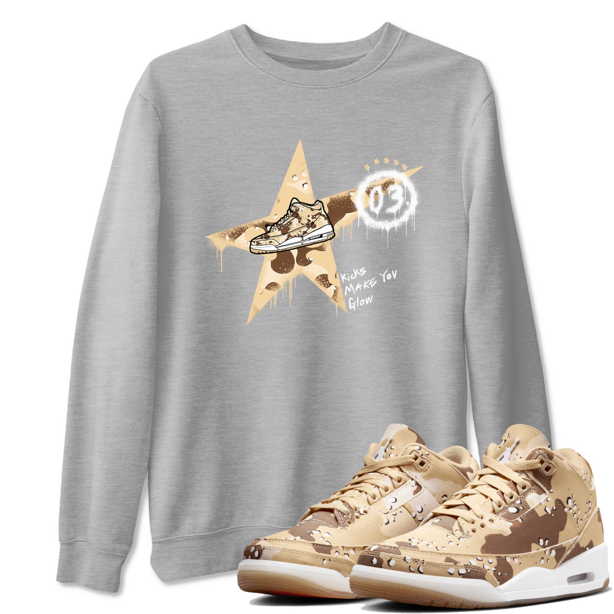 Kicks Make You Glow snkmatch Tees - Air Jordan 3 Desert Camo