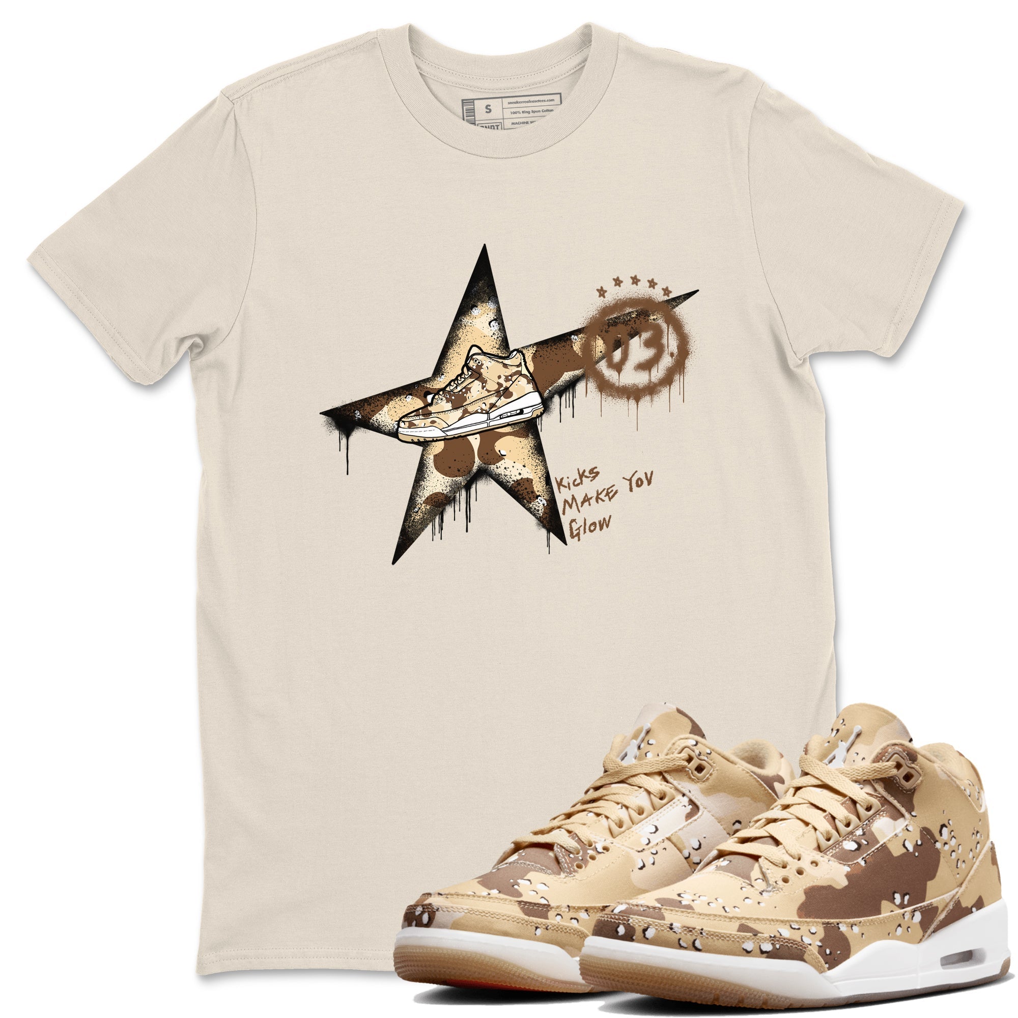 Kicks Make You Glow snkmatch Tees - Air Jordan 3 Desert Camo