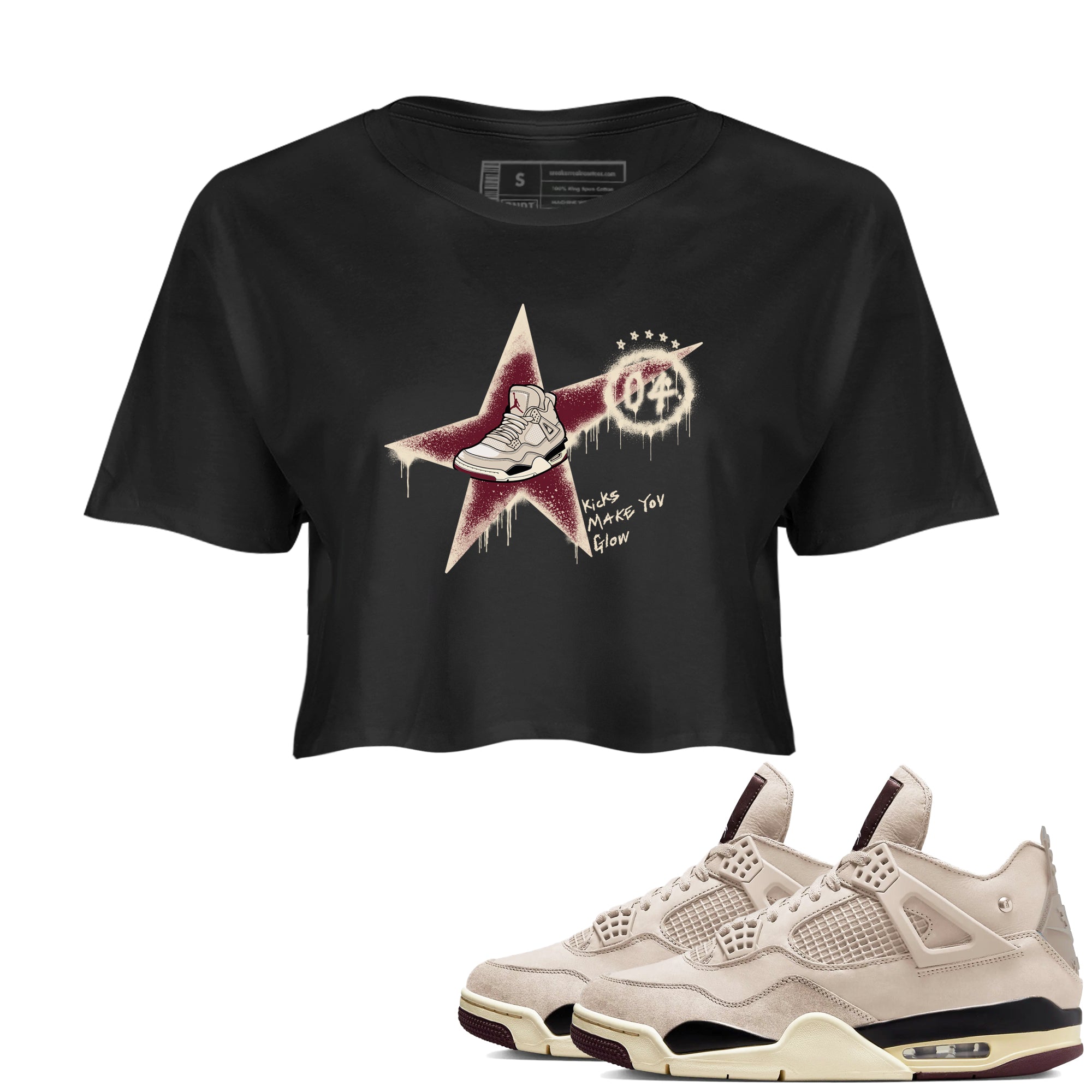 Kicks Make You Glow snkmatch Women's Top - Air Jordan 4 A Ma Maniere x Fossil Stone