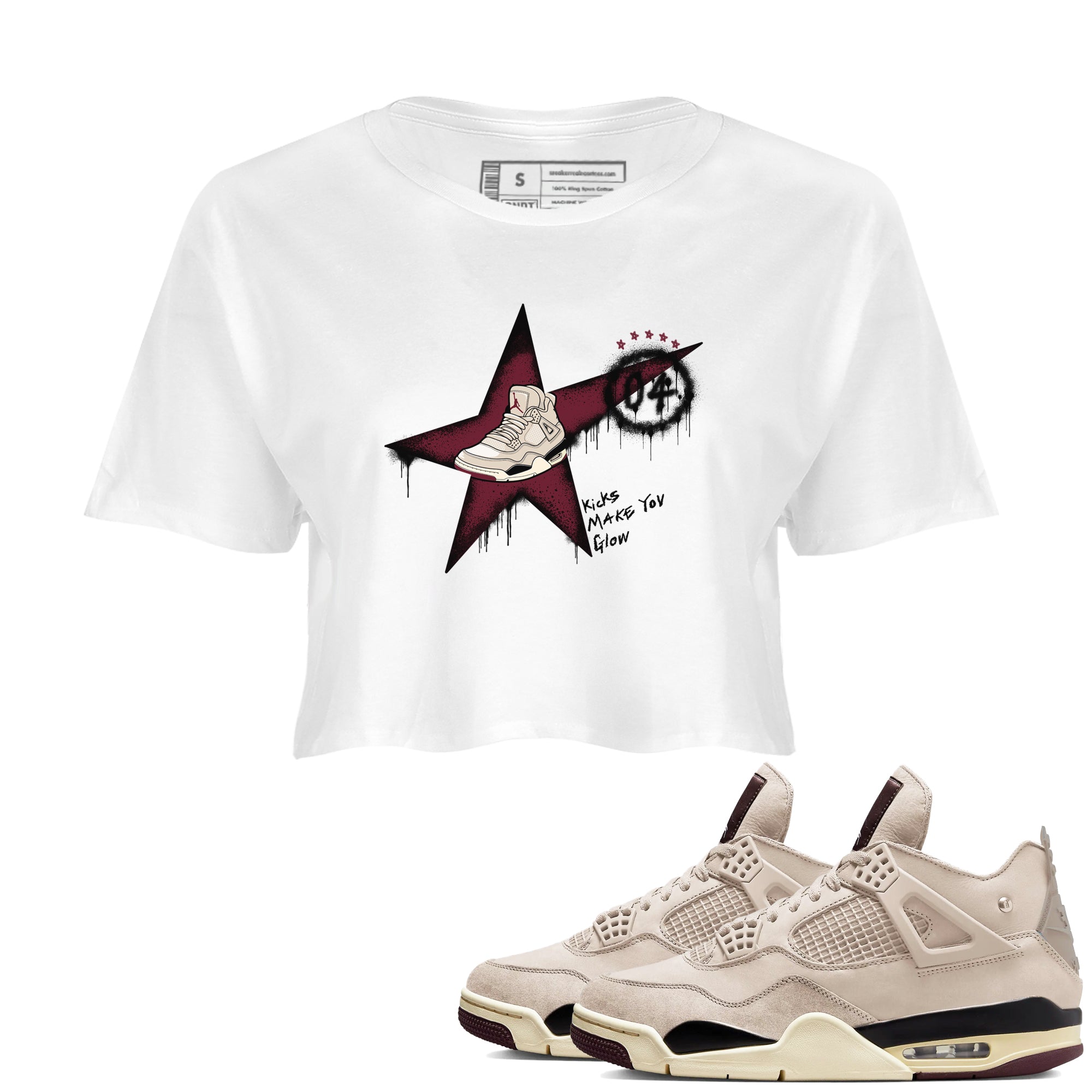 Kicks Make You Glow snkmatch Women's Top - Air Jordan 4 A Ma Maniere x Fossil Stone