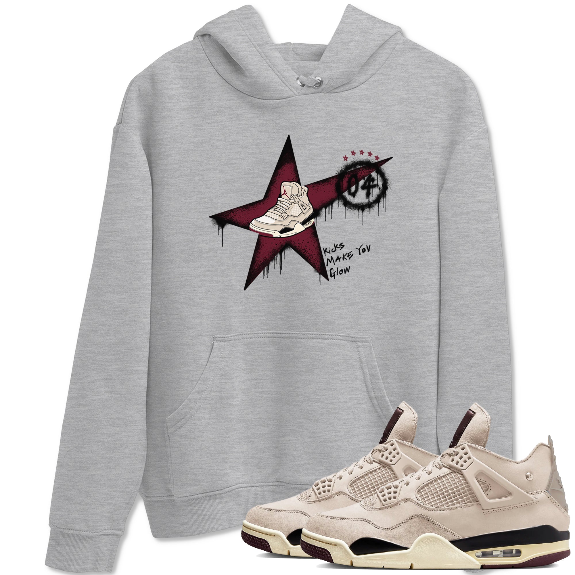 Kicks Make You Glow snkmatch Tees - Air Jordan 4 A Ma Maniere x Fossil Stone