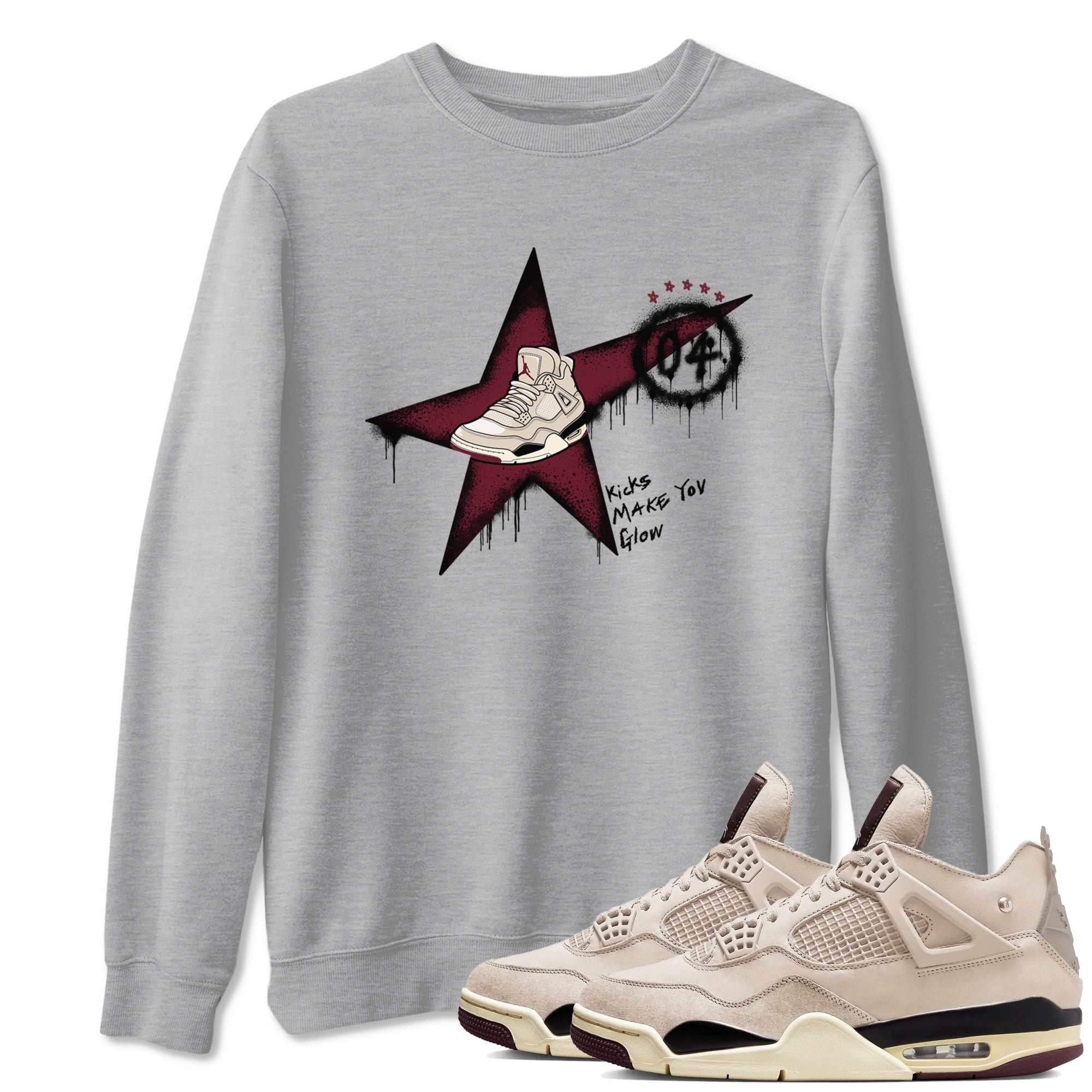 Kicks Make You Glow snkmatch Tees - Air Jordan 4 A Ma Maniere x Fossil Stone