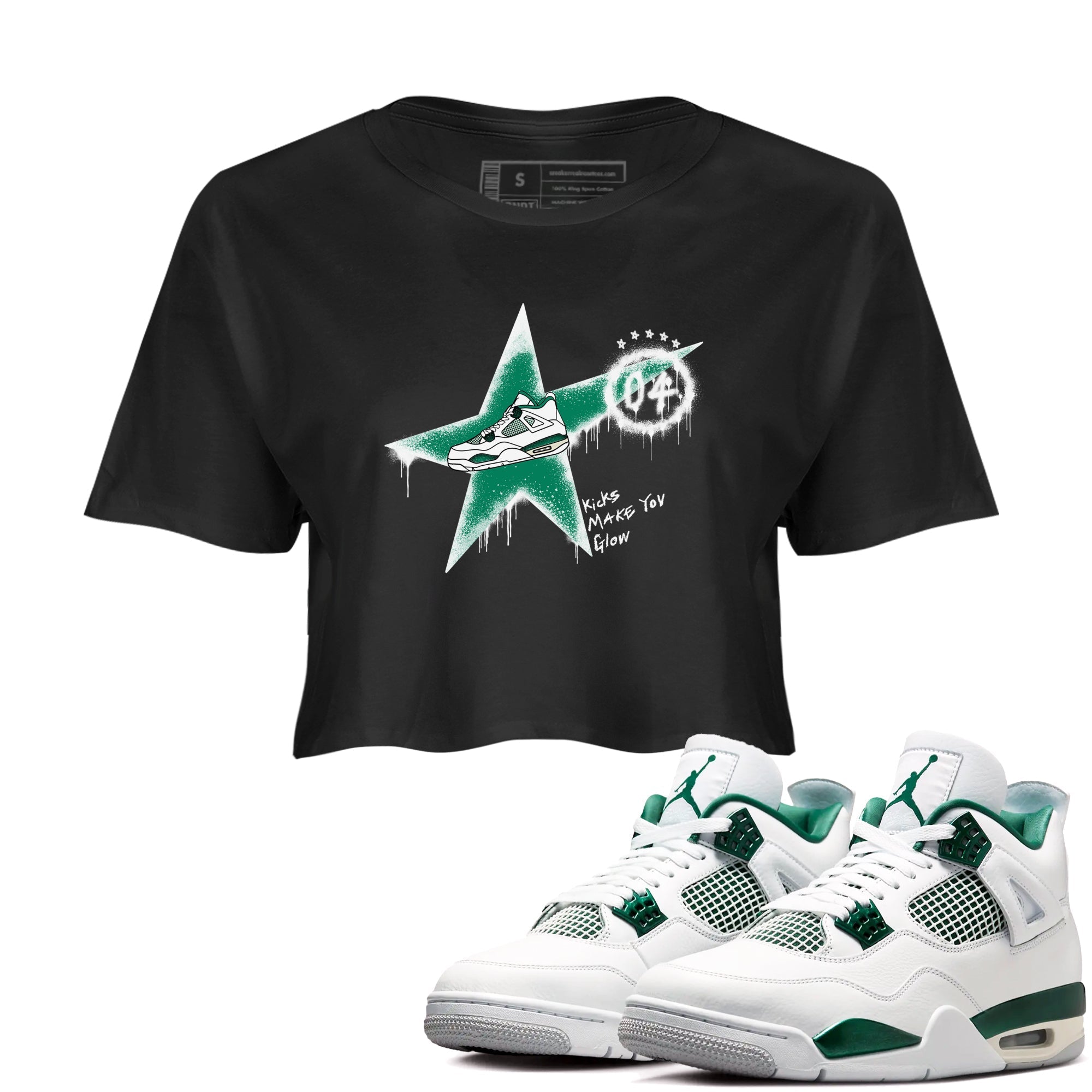 Kicks Make You Glow snkmatch Women's Top - Air Jordan 4 Oxidized Green