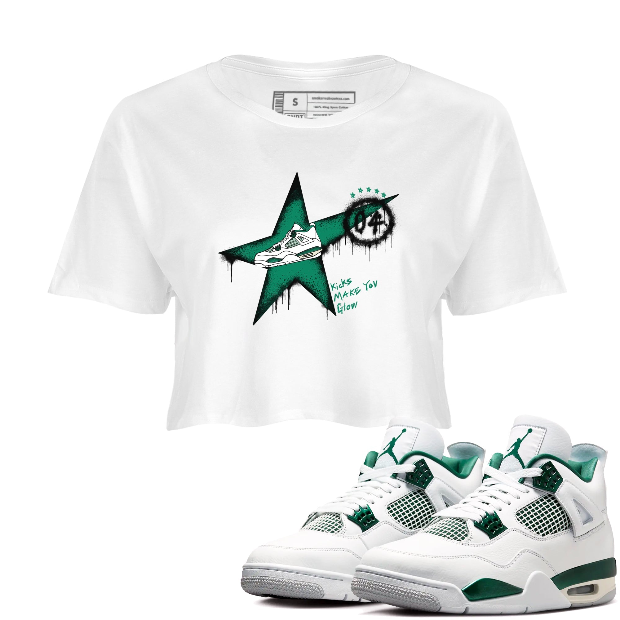 Kicks Make You Glow snkmatch Women's Top - Air Jordan 4 Oxidized Green