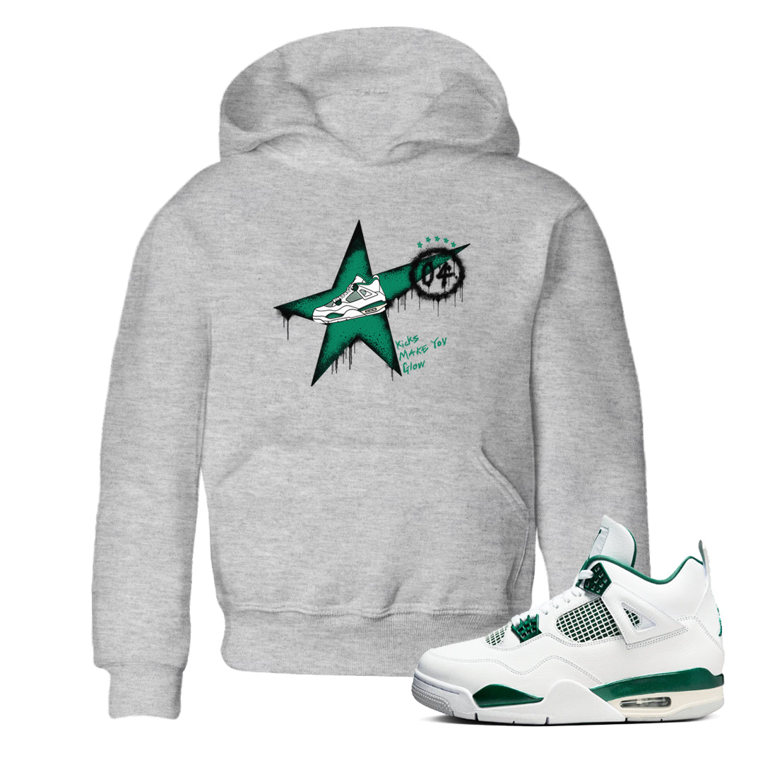 Kicks Make You Glow snkmatch Tees Kids - Air Jordan 4 Oxidized Green