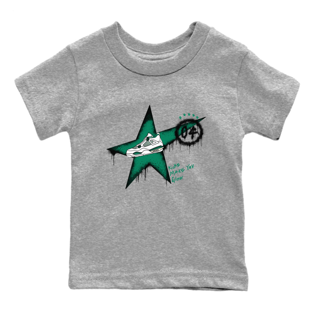 Kicks Make You Glow snkmatch Tees Kids - Air Jordan 4 Oxidized Green