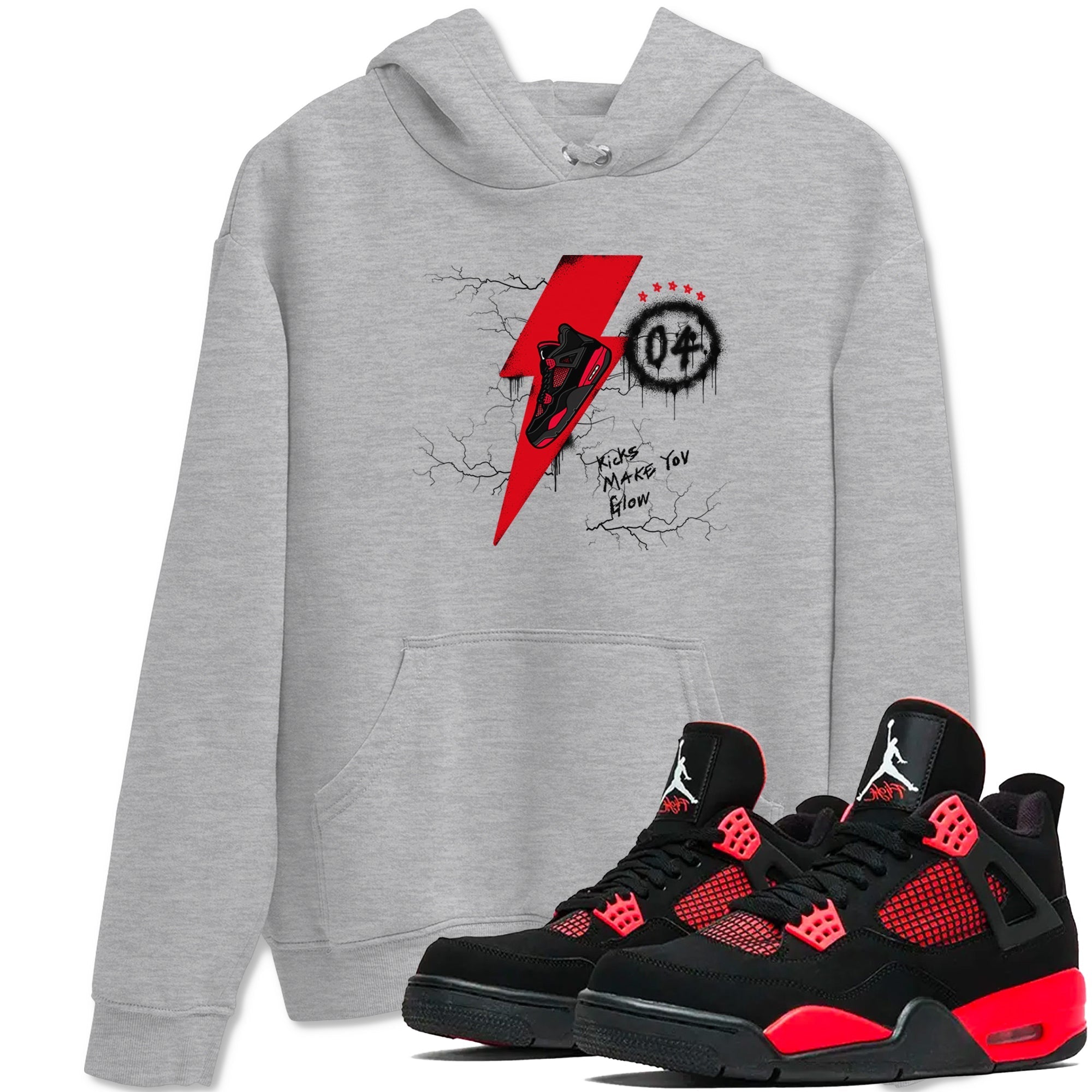 Kicks Make You Glow snkmatch Tees - Air Jordan 4 Red Thunder