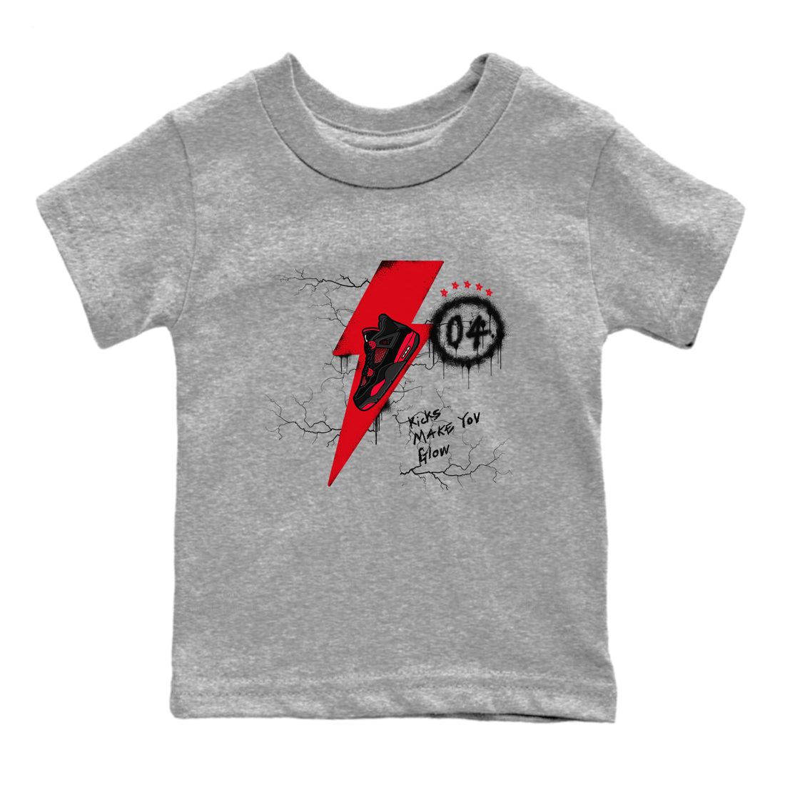 Kicks Make You Glow snkmatch Tees Kids - Air Jordan 4 Red Thunder